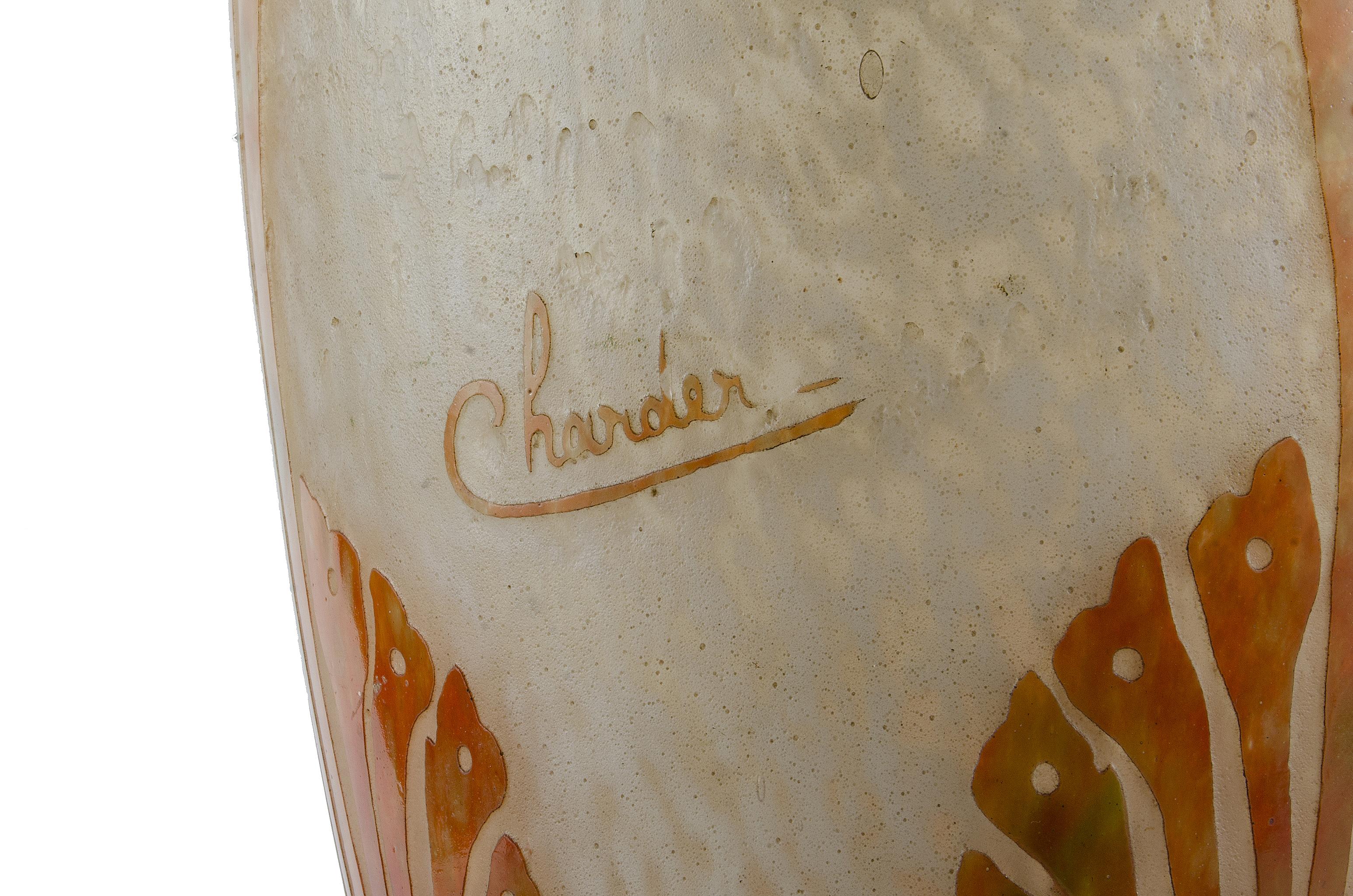 Vase Art Déco en verre français des années 1920 avec algues par Charder pour Le Verre Français en vente 1