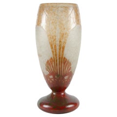 Vase Art Déco en verre français des années 1920 avec algues par Charder pour Le Verre Français