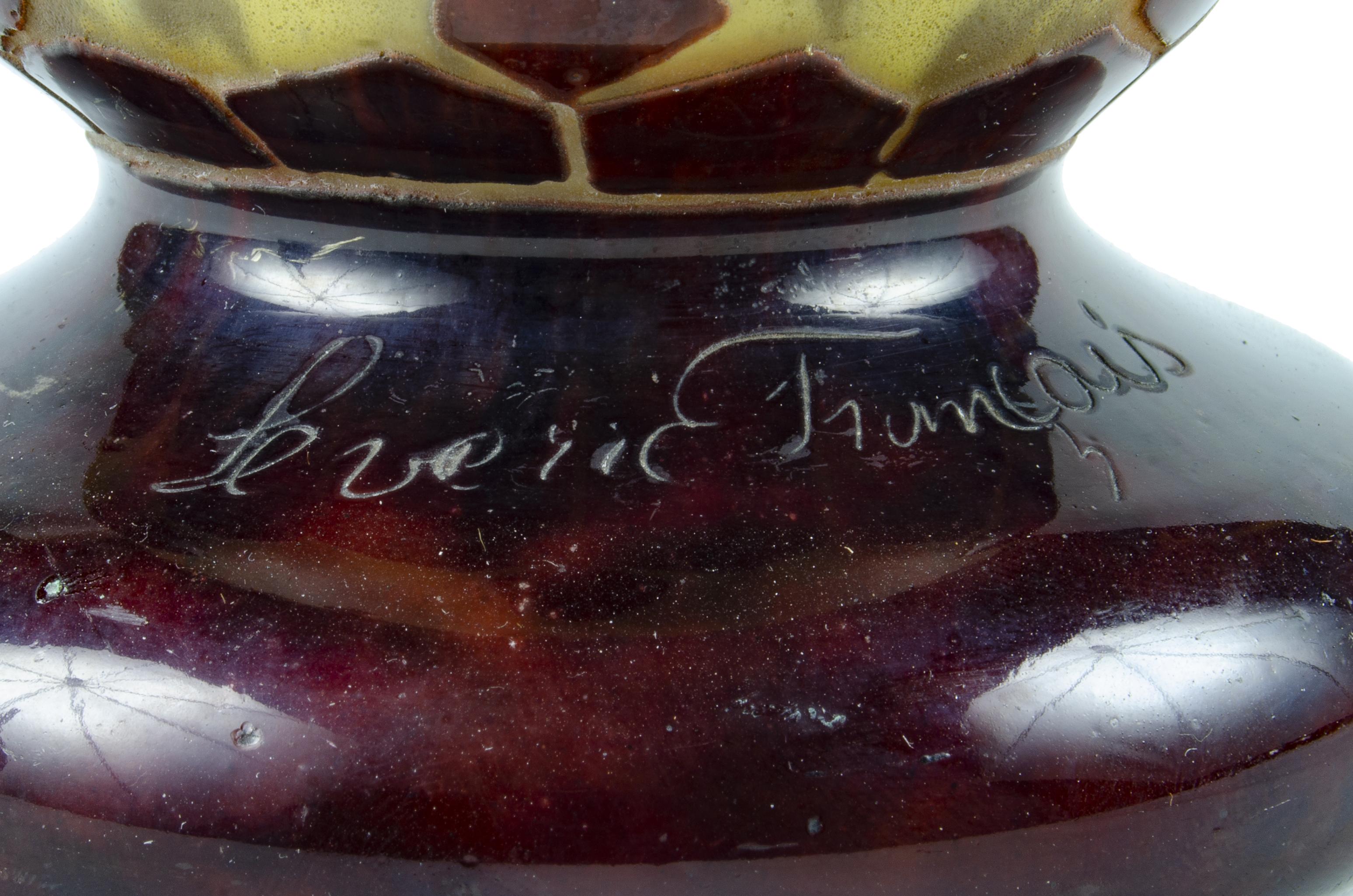 1920s Art Déco French Hand-Painted Frosted Vase by Charder for Le Verre Français Vidrio en venta