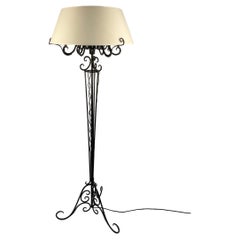1920s Art Deco French Wrought Iron Floor Lamp in the Style of René Prou