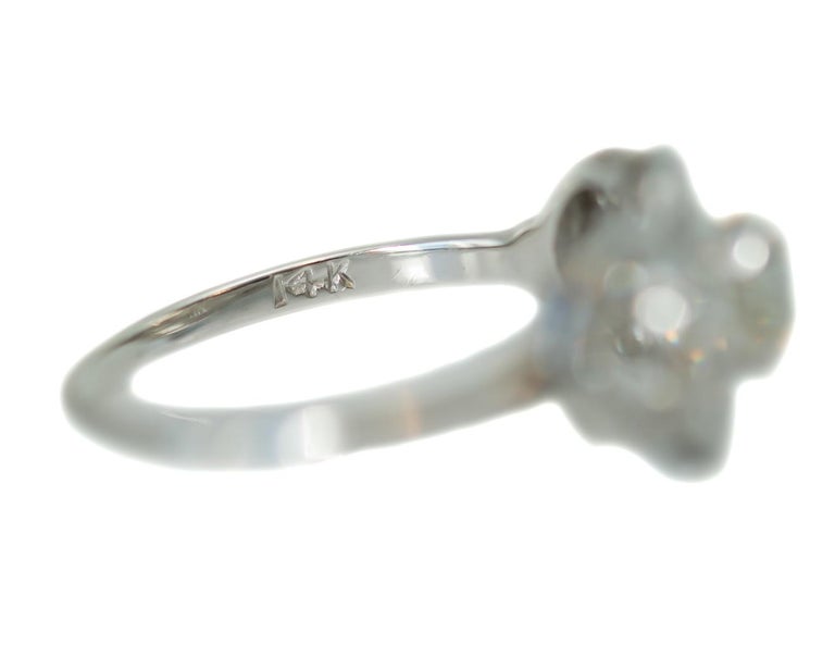 1920s Art Deco GIA 1.25 Carat Diamond Three-Stone White Gold Engagement Ring 3