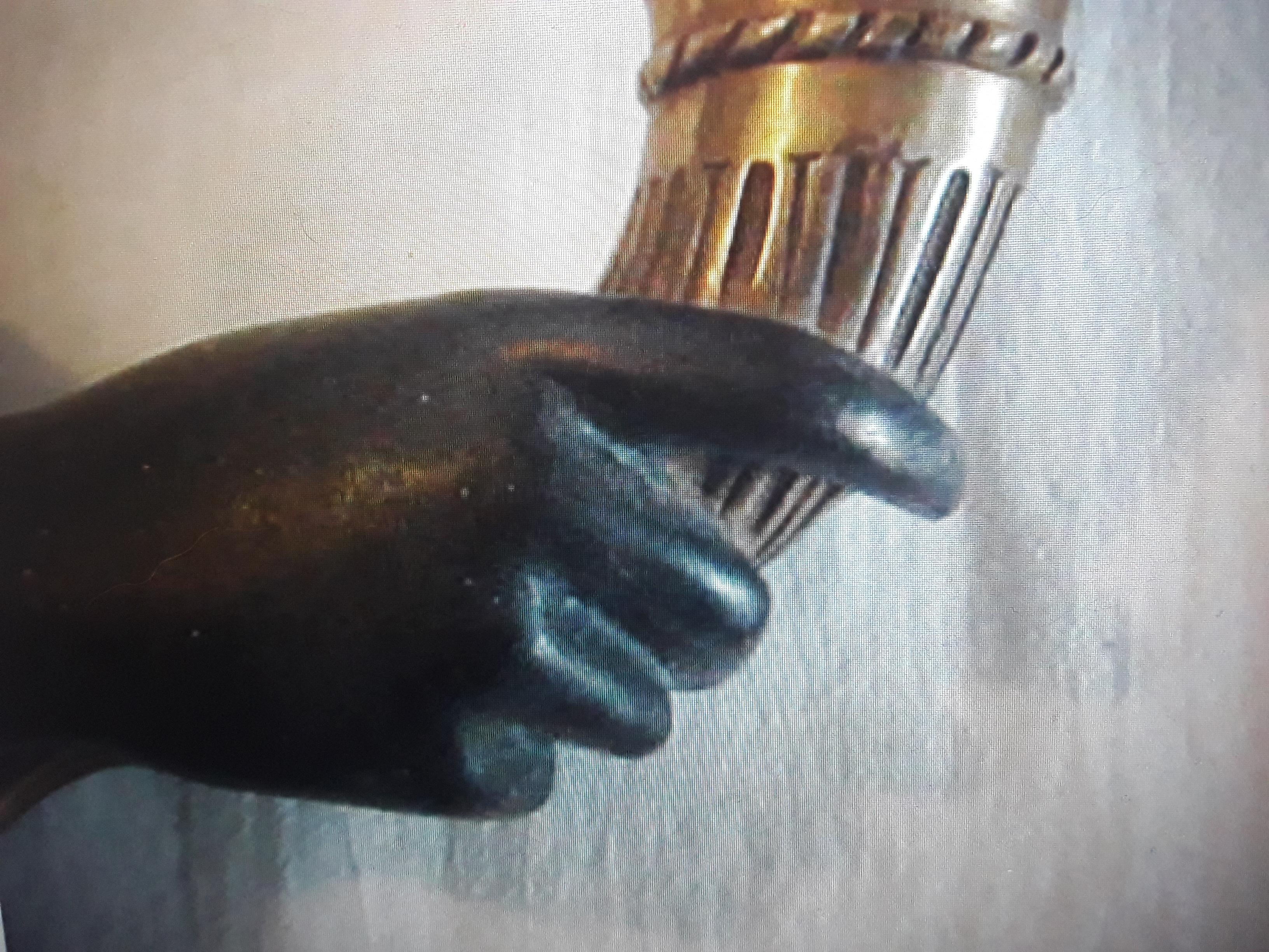 Early 20th Century 1920s Art Deco Gilt&Patinated Bronze Female Handw/Cornucopia Wall Sconce C Baker For Sale