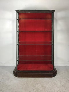 1920s Art Deco Glass, Bronzed Nickel and Wood Vitrine, Display, Shelving