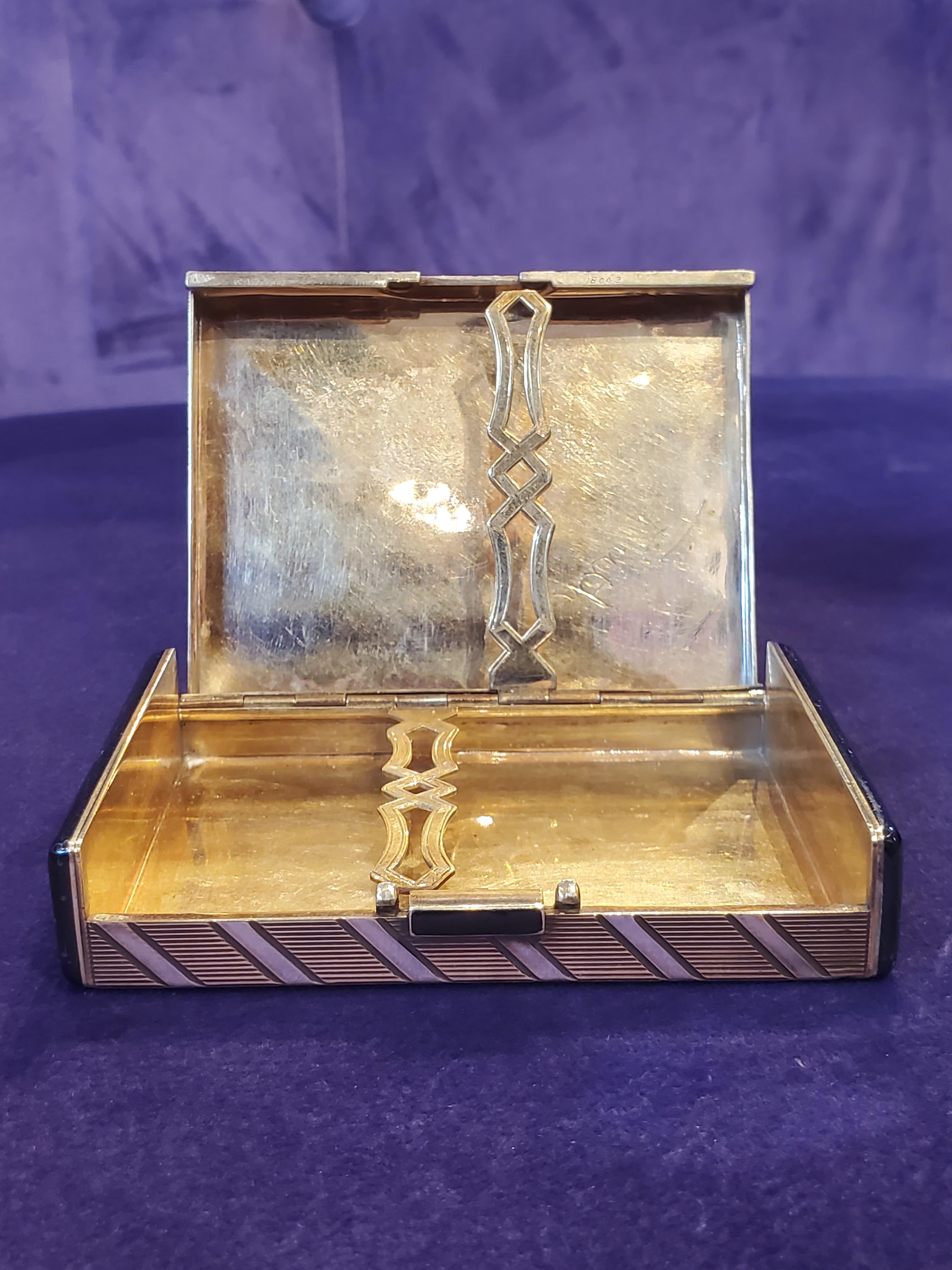 Early 20th Century 1920s Art Deco Gold & Enamel Vanity Case by Cartier For Sale