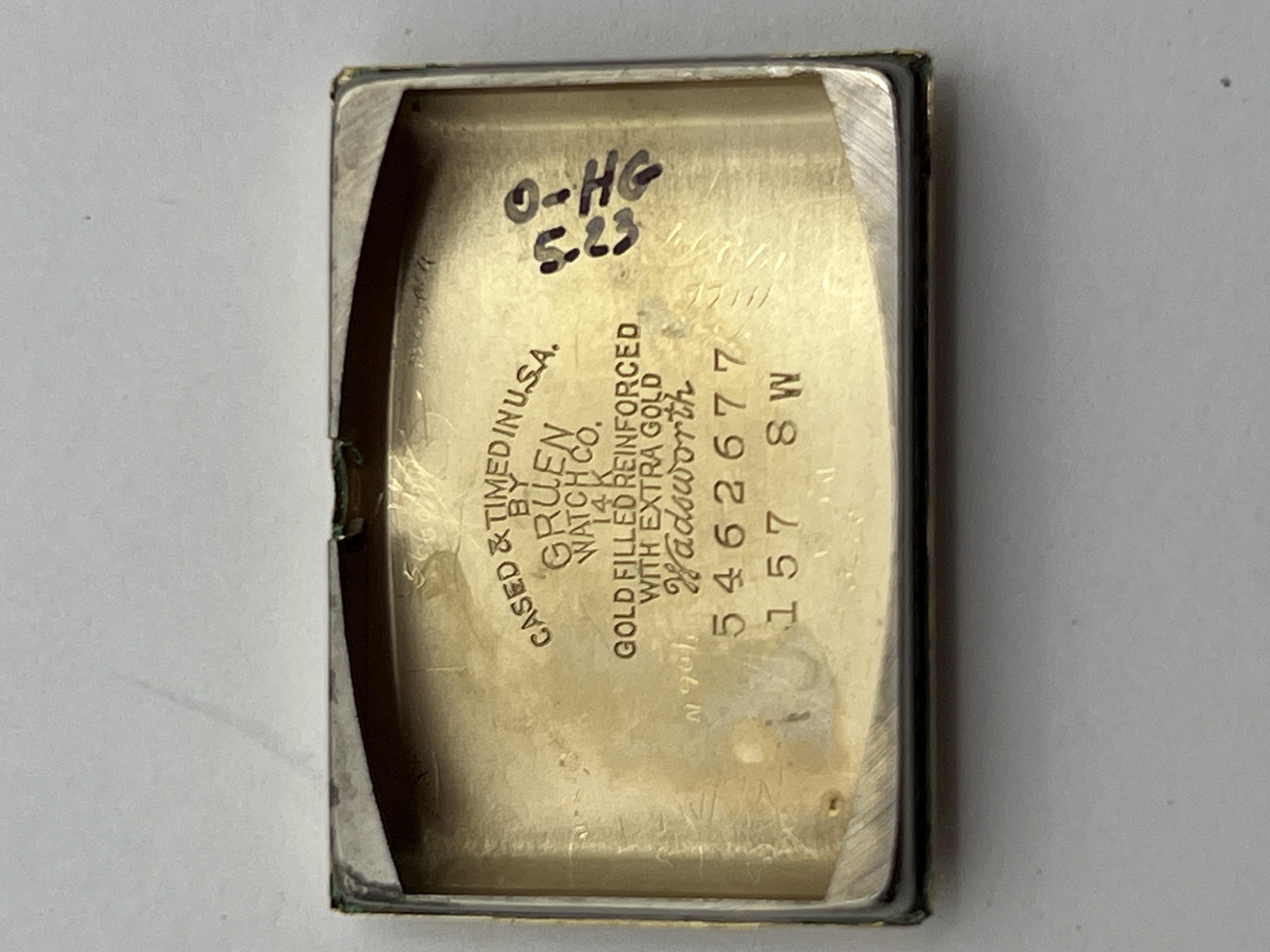 Gruen Quadron 15 Jewell, Art Déco 1920, restauré, 14KY rempli d'or en vente 4