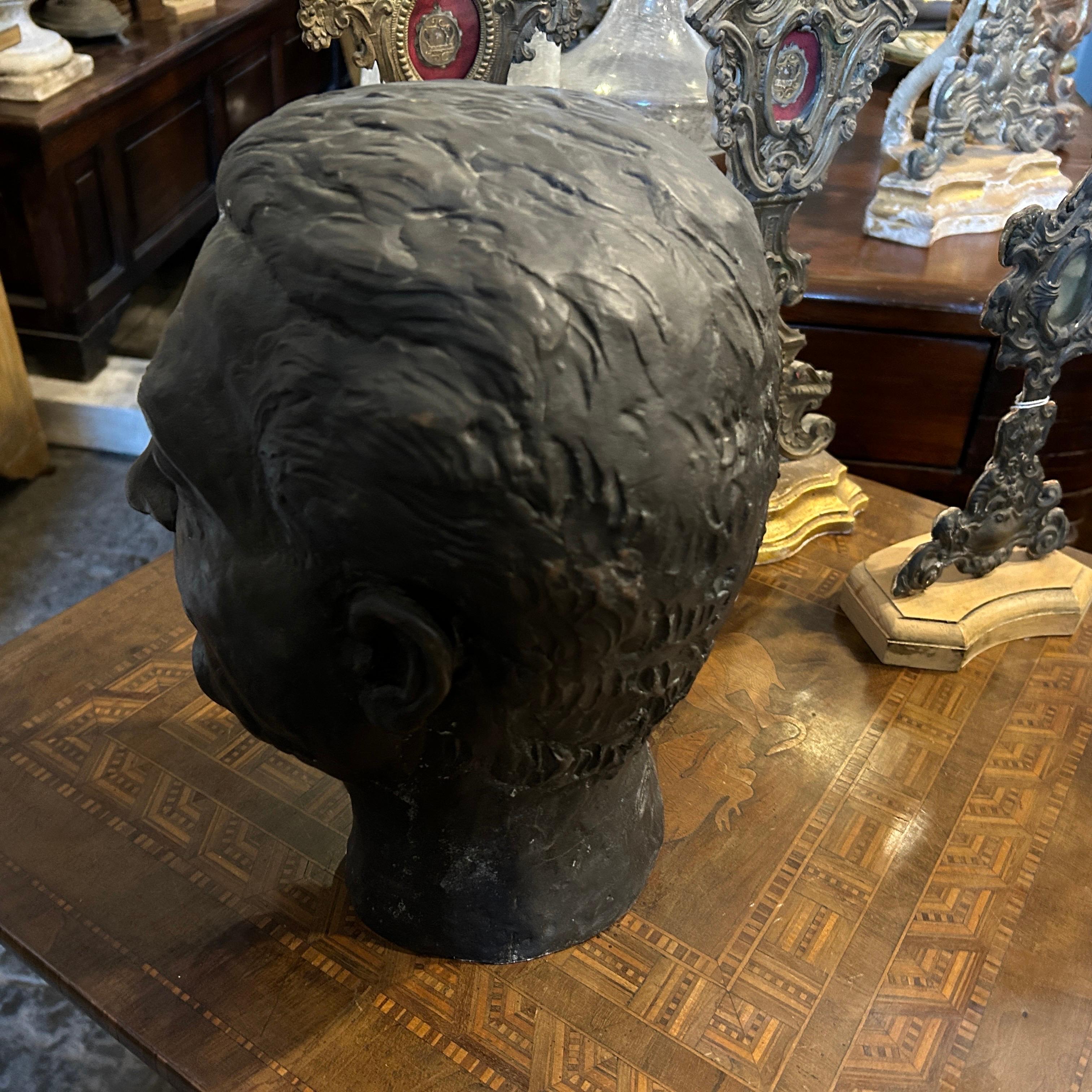 20th Century 1920s Art Deco Sicilian Bronze Head of a Man For Sale