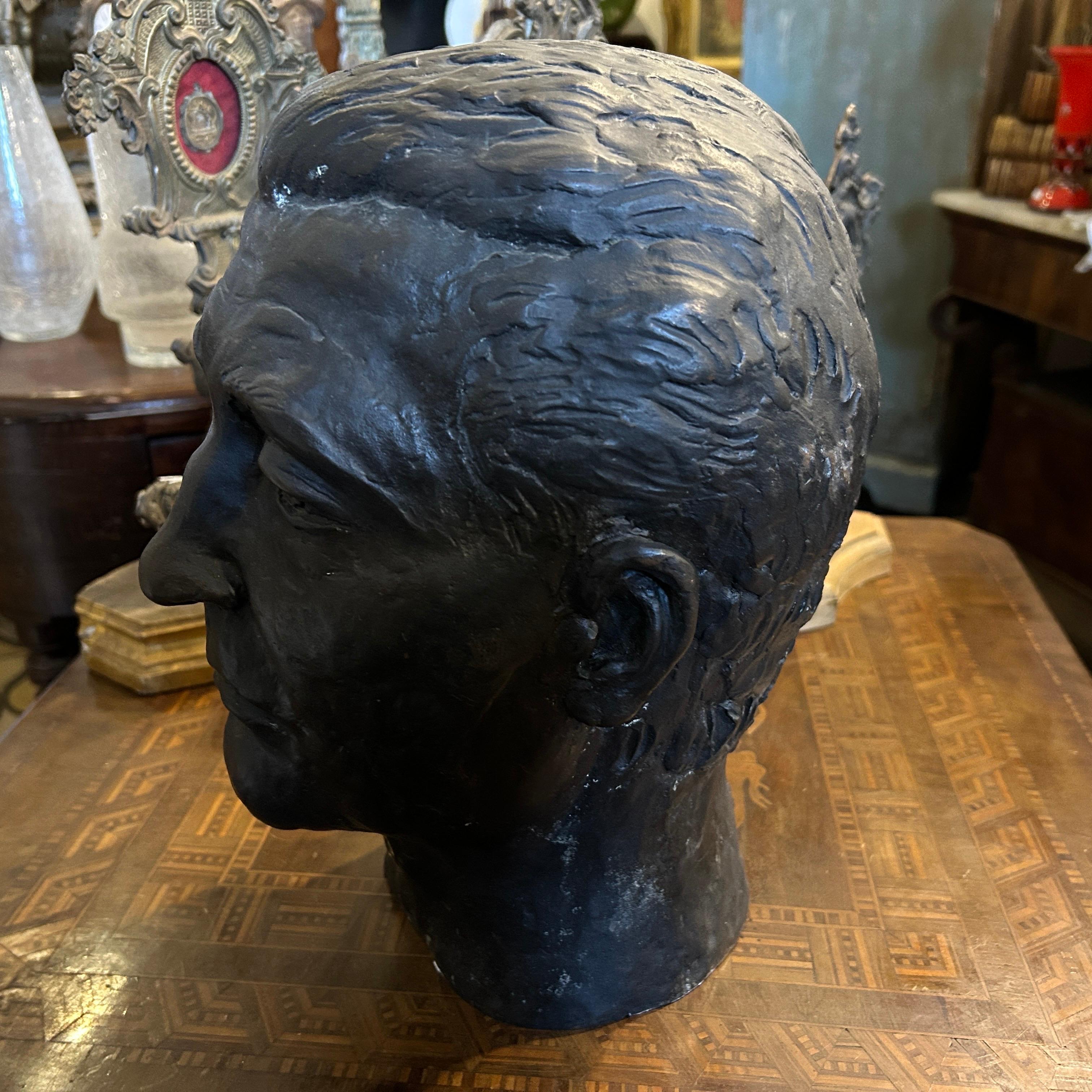 1920s Art Deco Sicilian Bronze Head of a Man 3