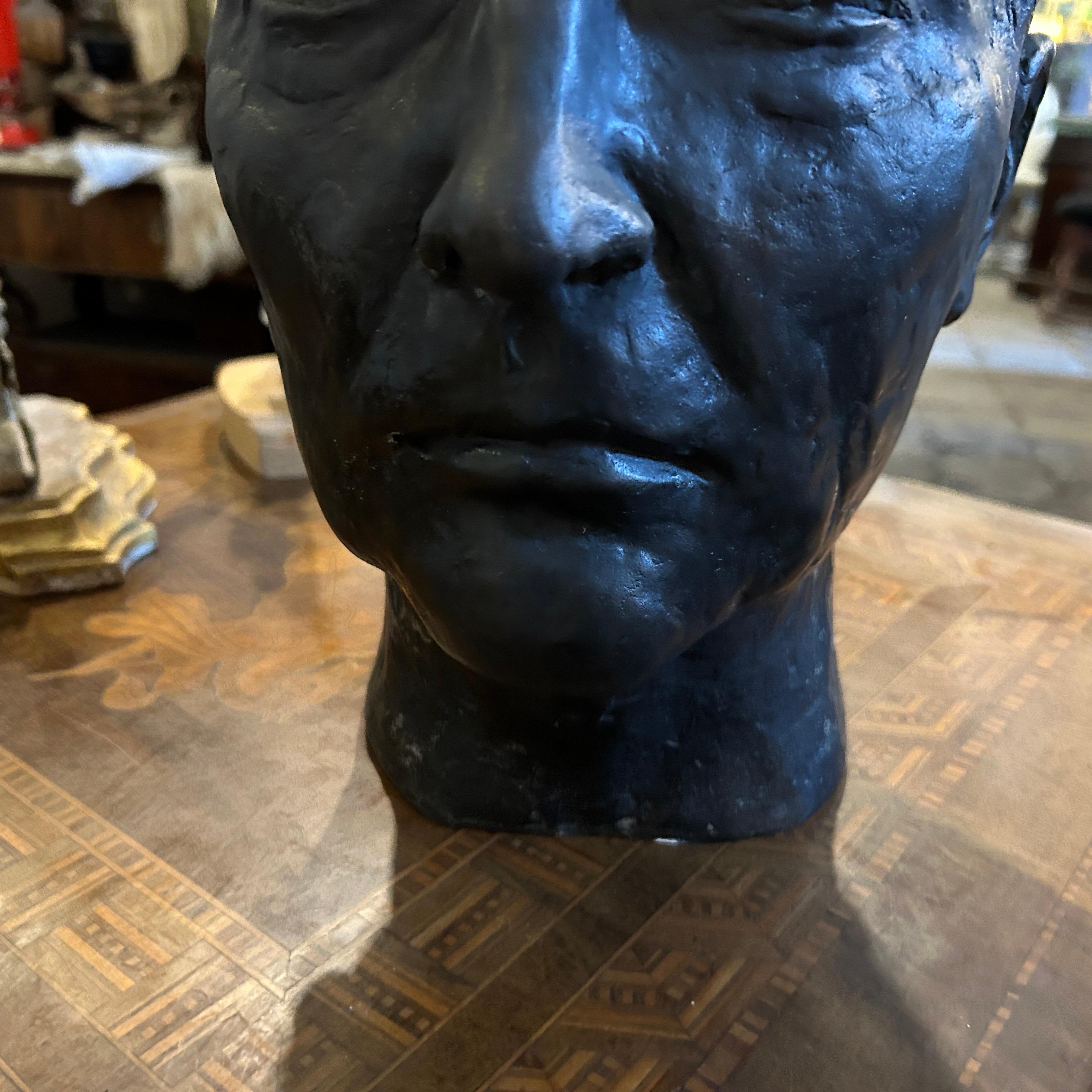 1920s Art Deco Sicilian Bronze Head of a Man For Sale 5