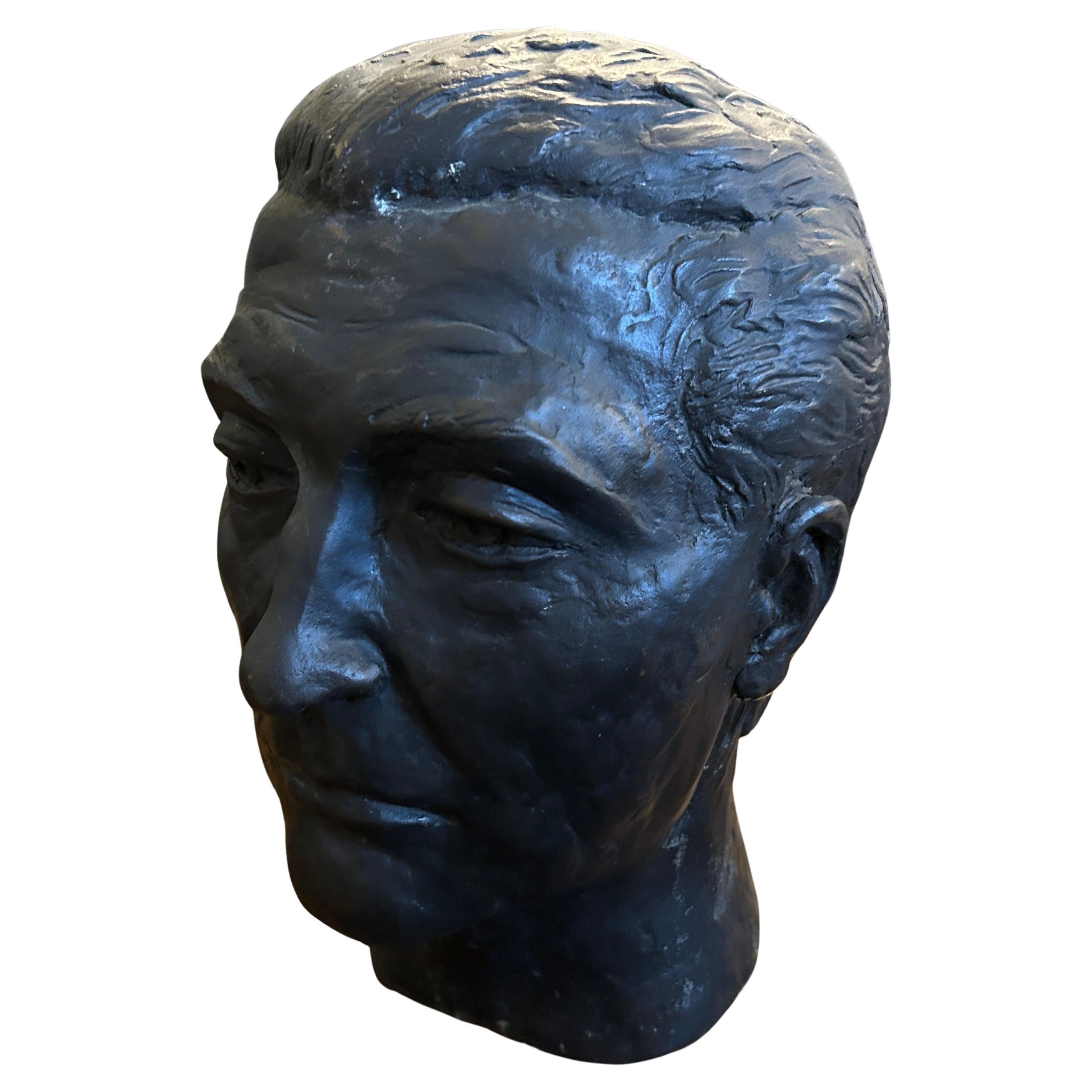 1920s Art Deco Sicilian Bronze Head of a Man For Sale