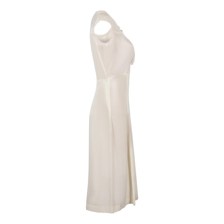 1920s Art Deco Ivory Silk Shirtwaister Dress For Sale at 1stDibs