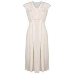 1920s Art Deco Ivory Silk Shirtwaister Dress