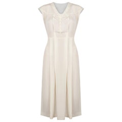 1920s Art Deco Ivory Silk Shirtwaister Dress