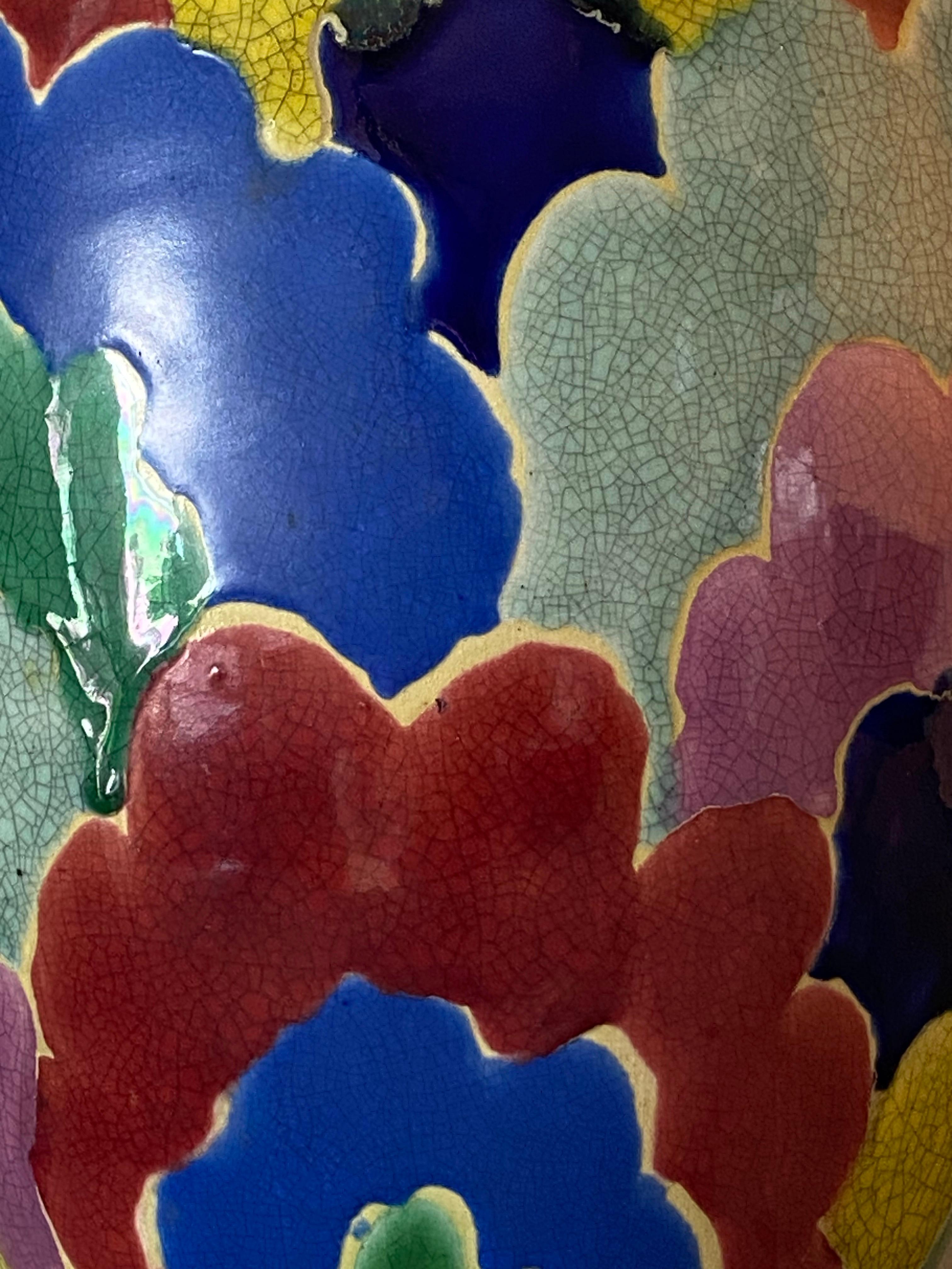 1920s Art Deco Japanese Awaji Multicolor Rainbow Cloud Vase from the Sanpei Kiln For Sale 6