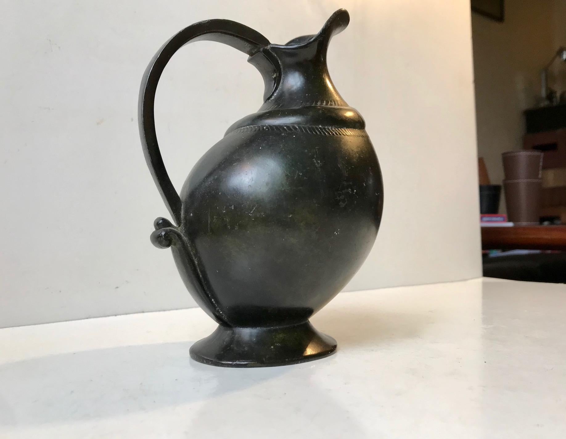 Danish 1920s Art Deco Jug in Disko Metal by Krone Copenhagen For Sale