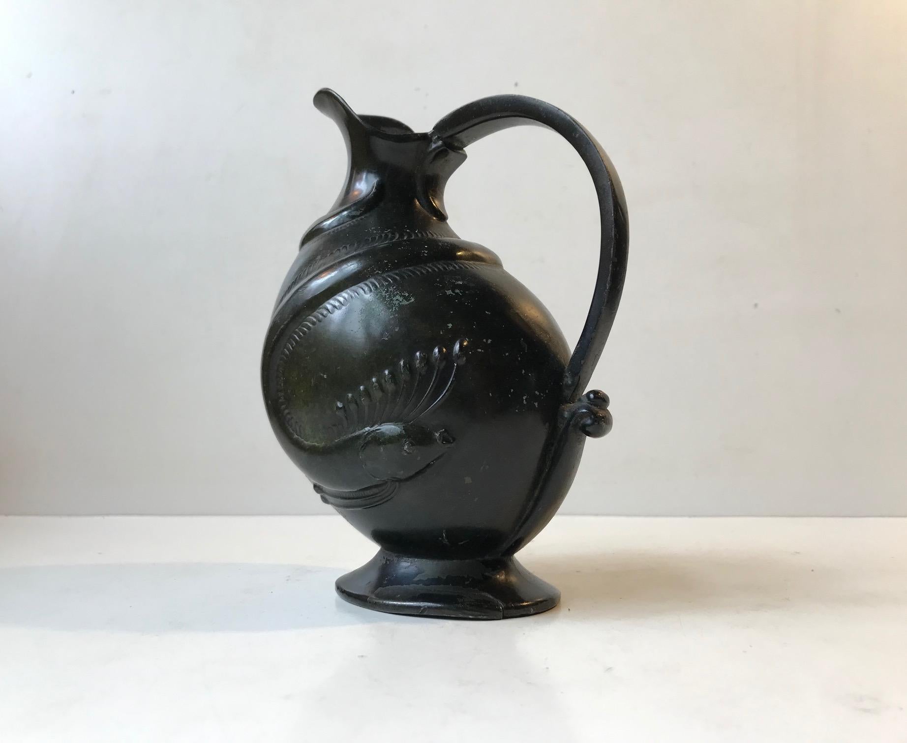 Early 20th Century 1920s Art Deco Jug in Disko Metal by Krone Copenhagen For Sale