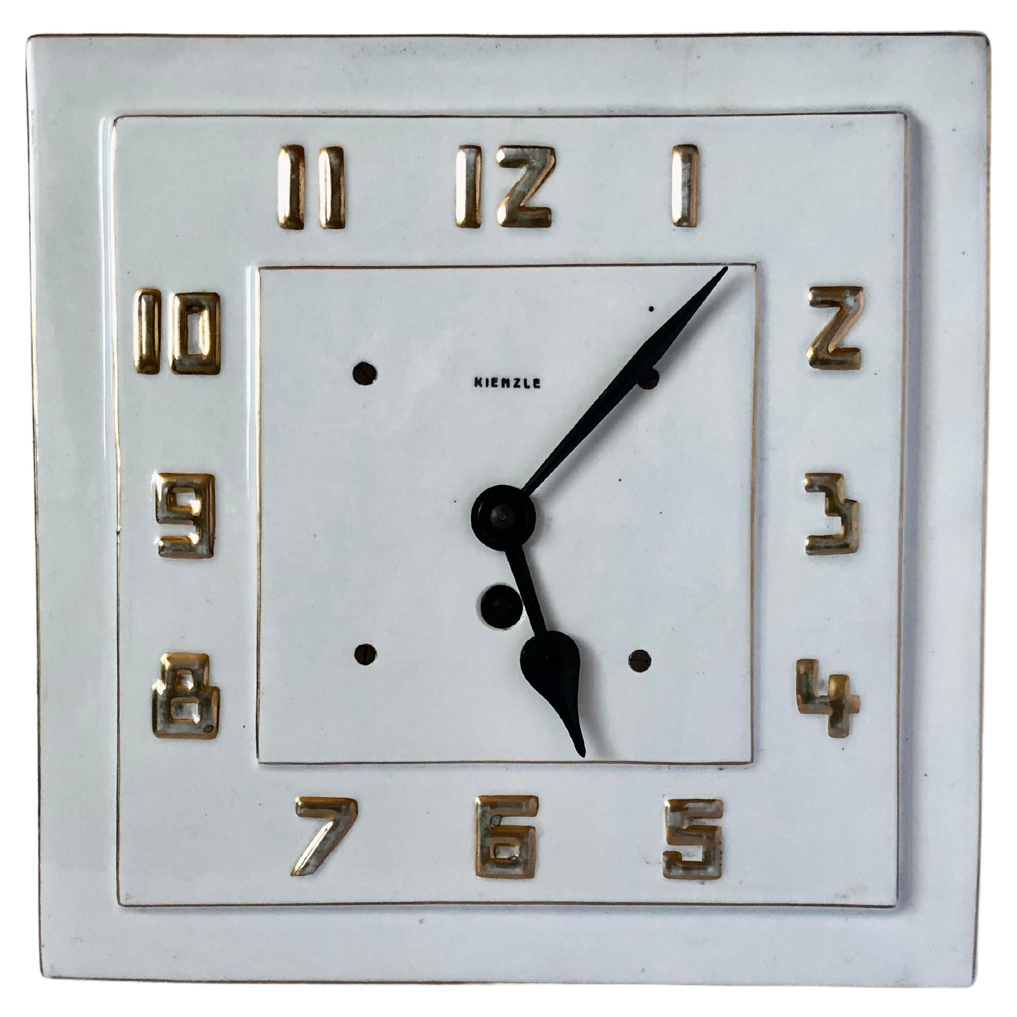 1920s Art-Deco Kienzle Porcelain Wall Clock, Germany For Sale