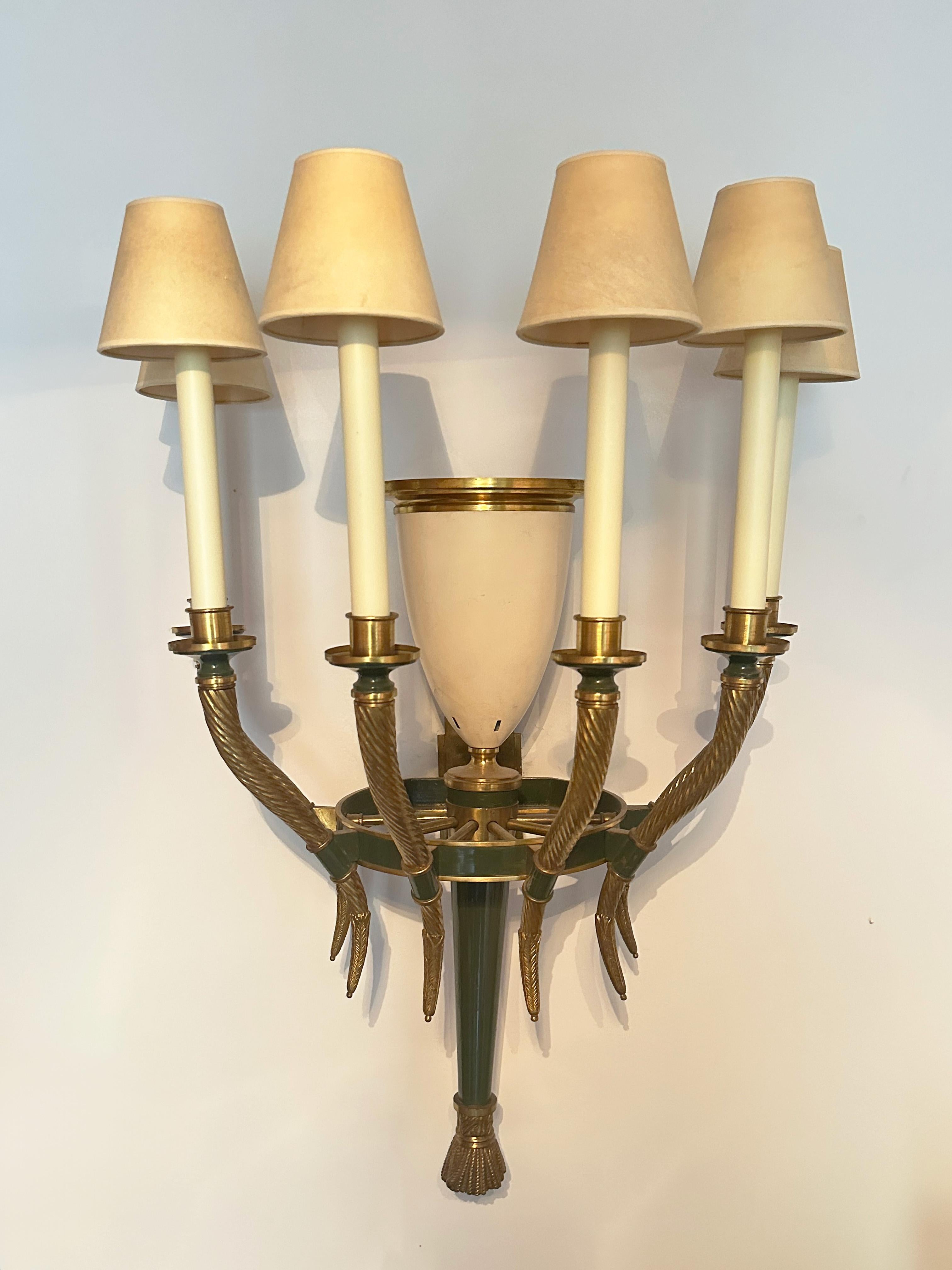 1920s Art Deco Large French Wall Sconce in the Style of Andre Arbus  In Good Condition For Sale In New York, NY