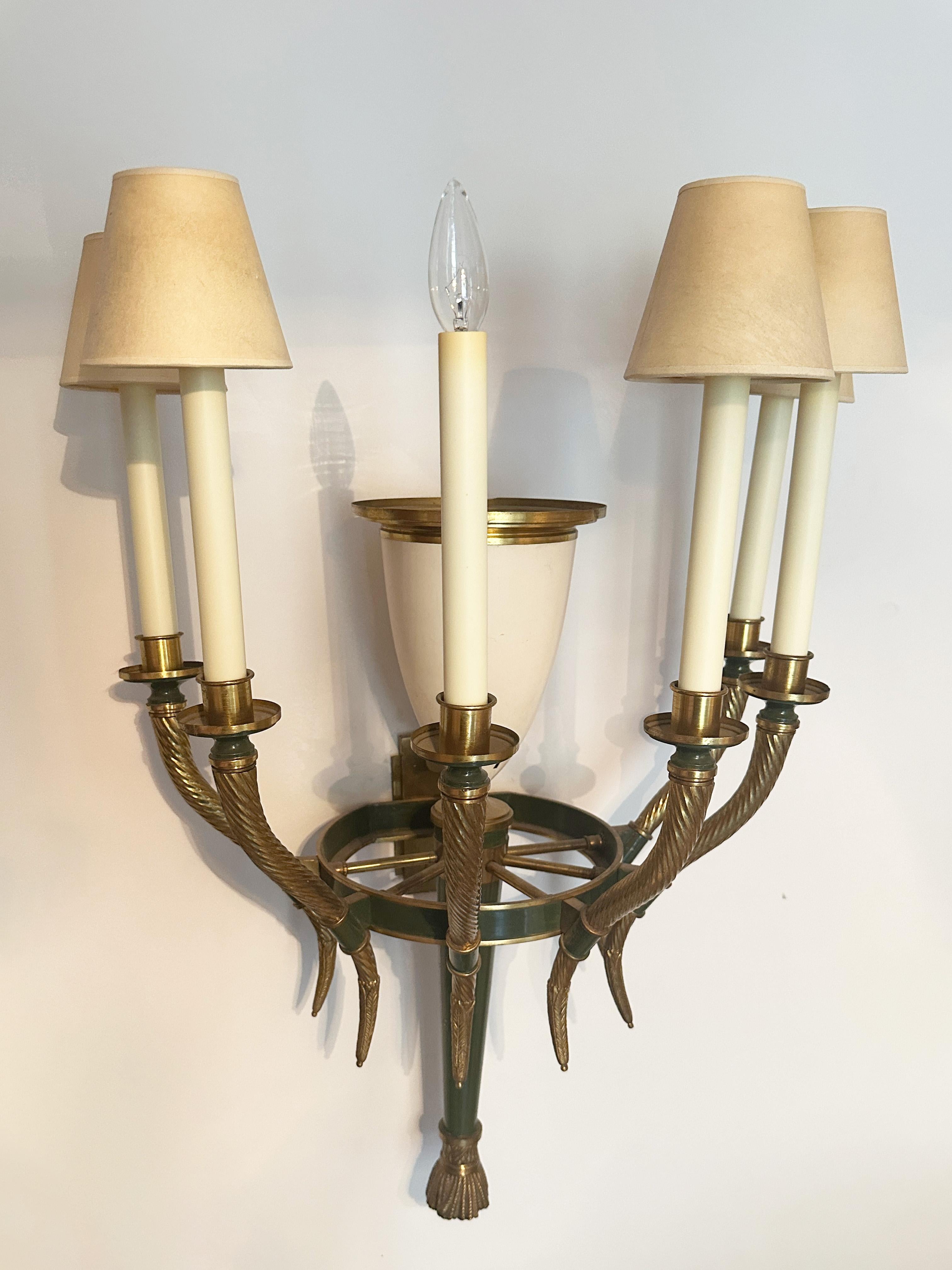 20th Century 1920s Art Deco Large French Wall Sconce in the Style of Andre Arbus  For Sale