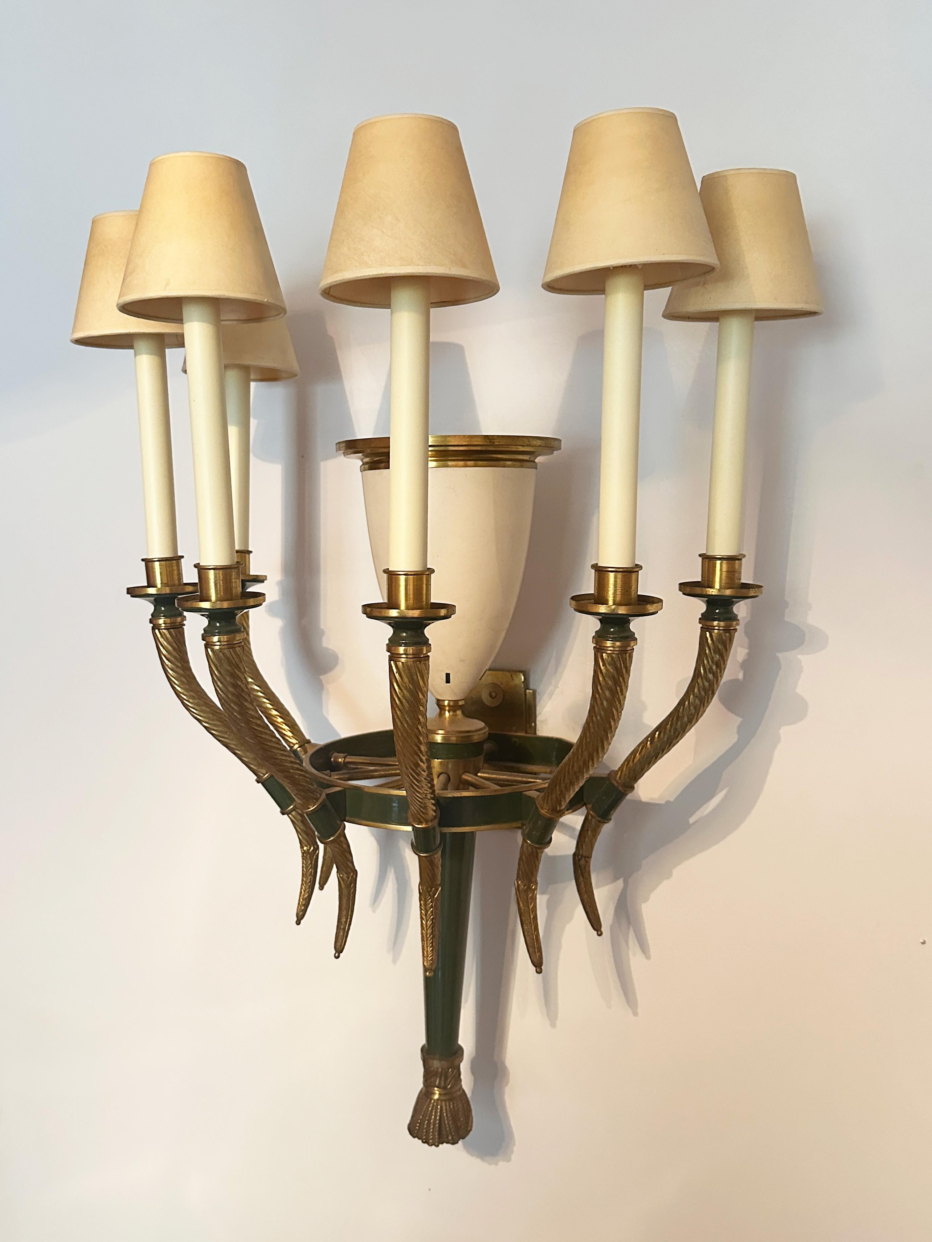 1920s Art Deco Large French Wall Sconce in the Style of Andre Arbus  For Sale 3