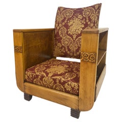 Used 1920's Art Deco Library Reading Chair finished in Floral Chenille 