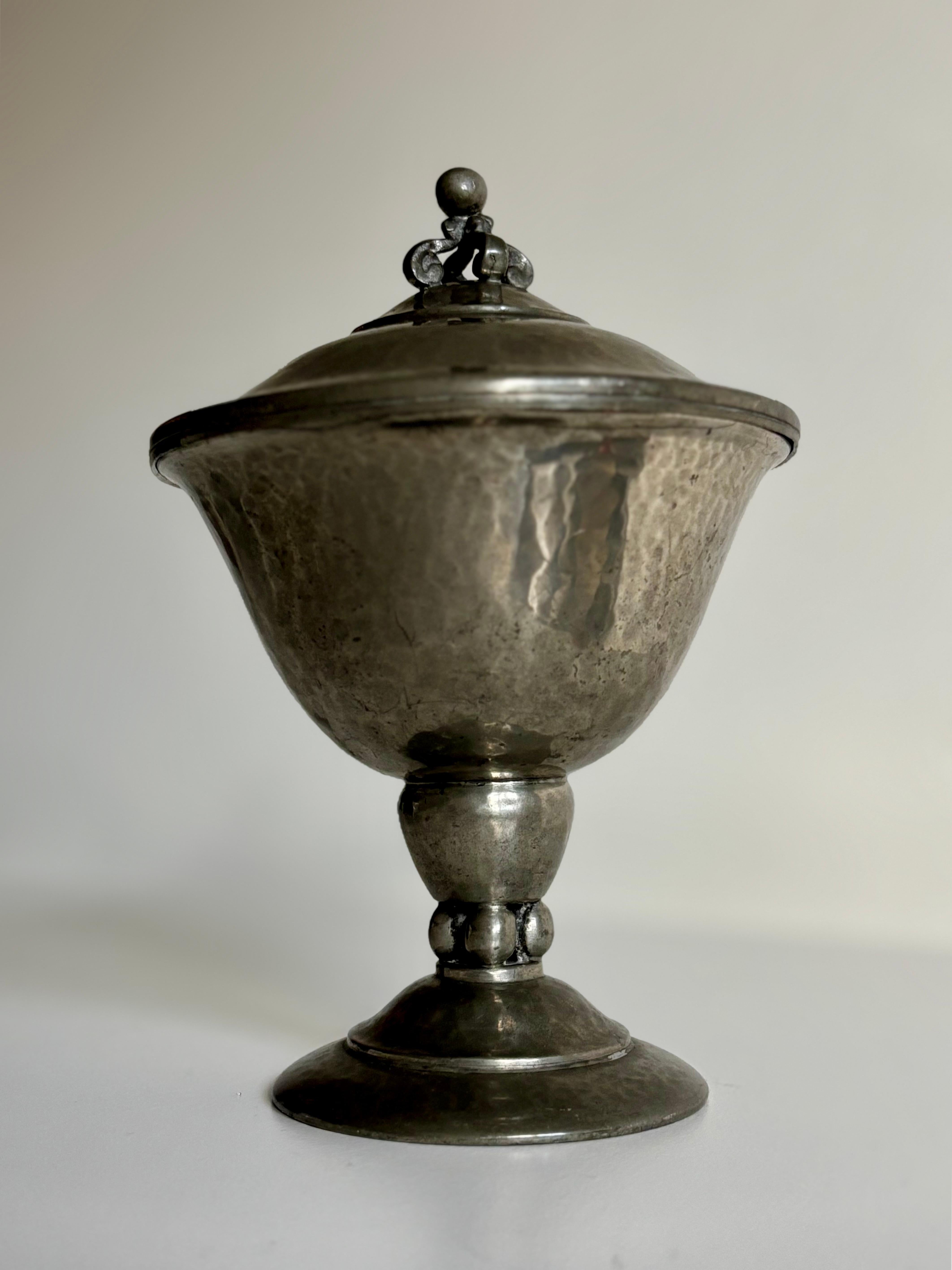 Danish 1920s Art Deco Lidded Pewter Bowl, Denmark For Sale