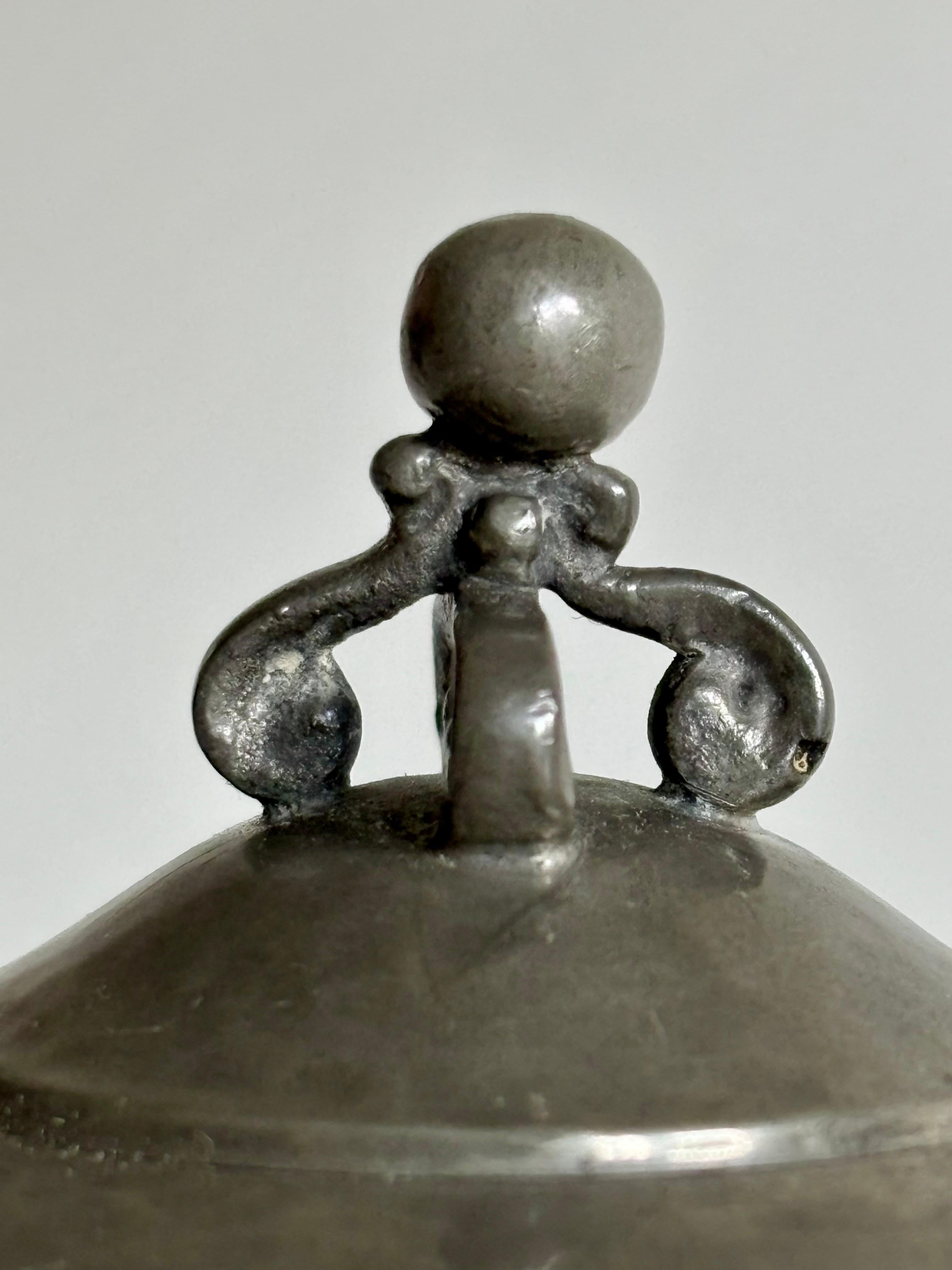 Tin 1920s Art Deco Lidded Pewter Bowl, Denmark For Sale