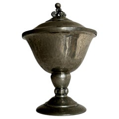 Antique 1920s Art Deco Lidded Pewter Bowl, Denmark