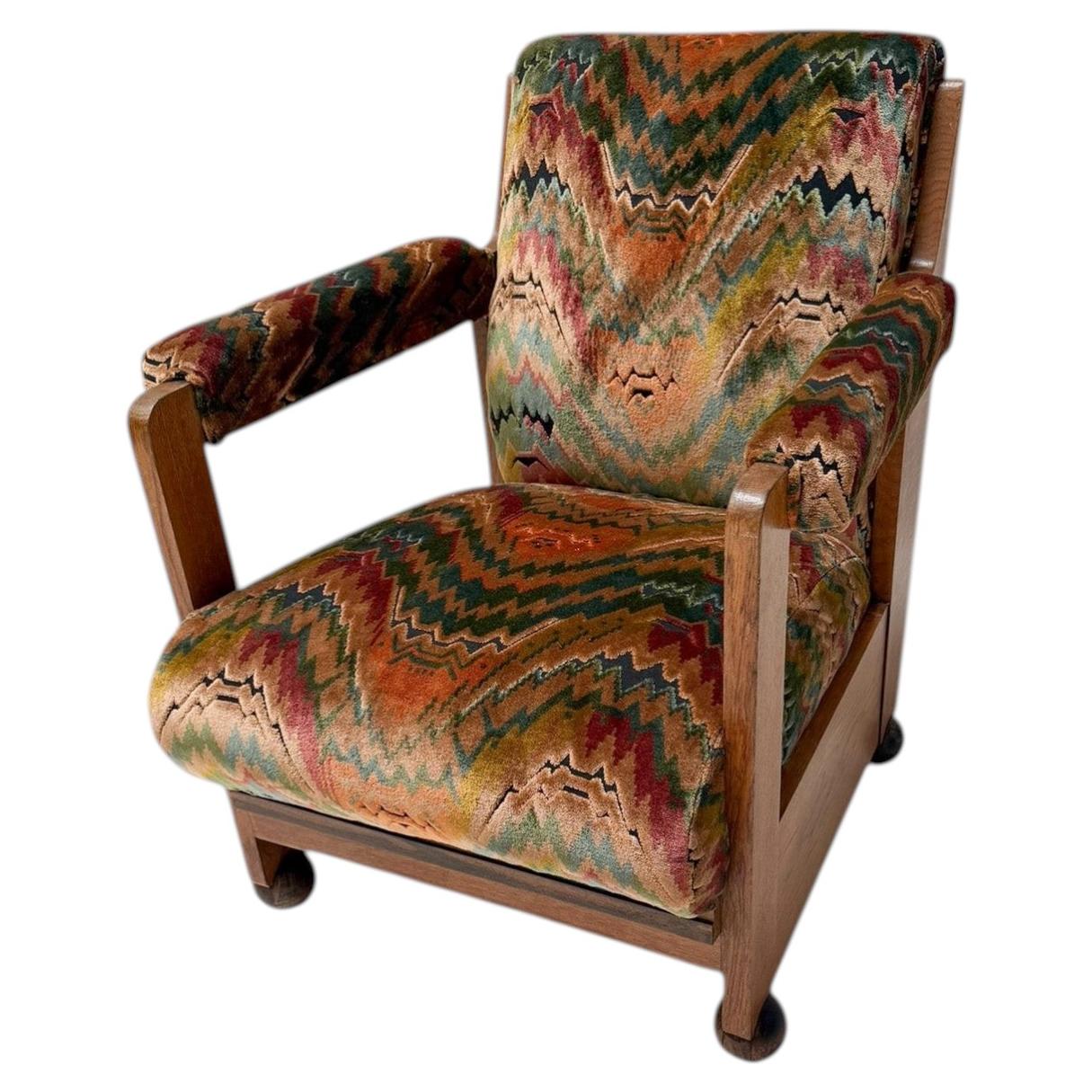 1920s Art Deco Lounge Chair by Max Coini, Solid Oak & Macassar Ebony