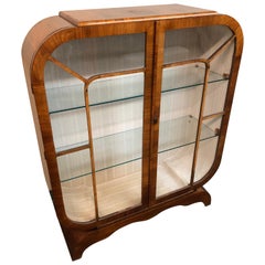 1920s Art Deco Mahogany Veneer Display Cabinet