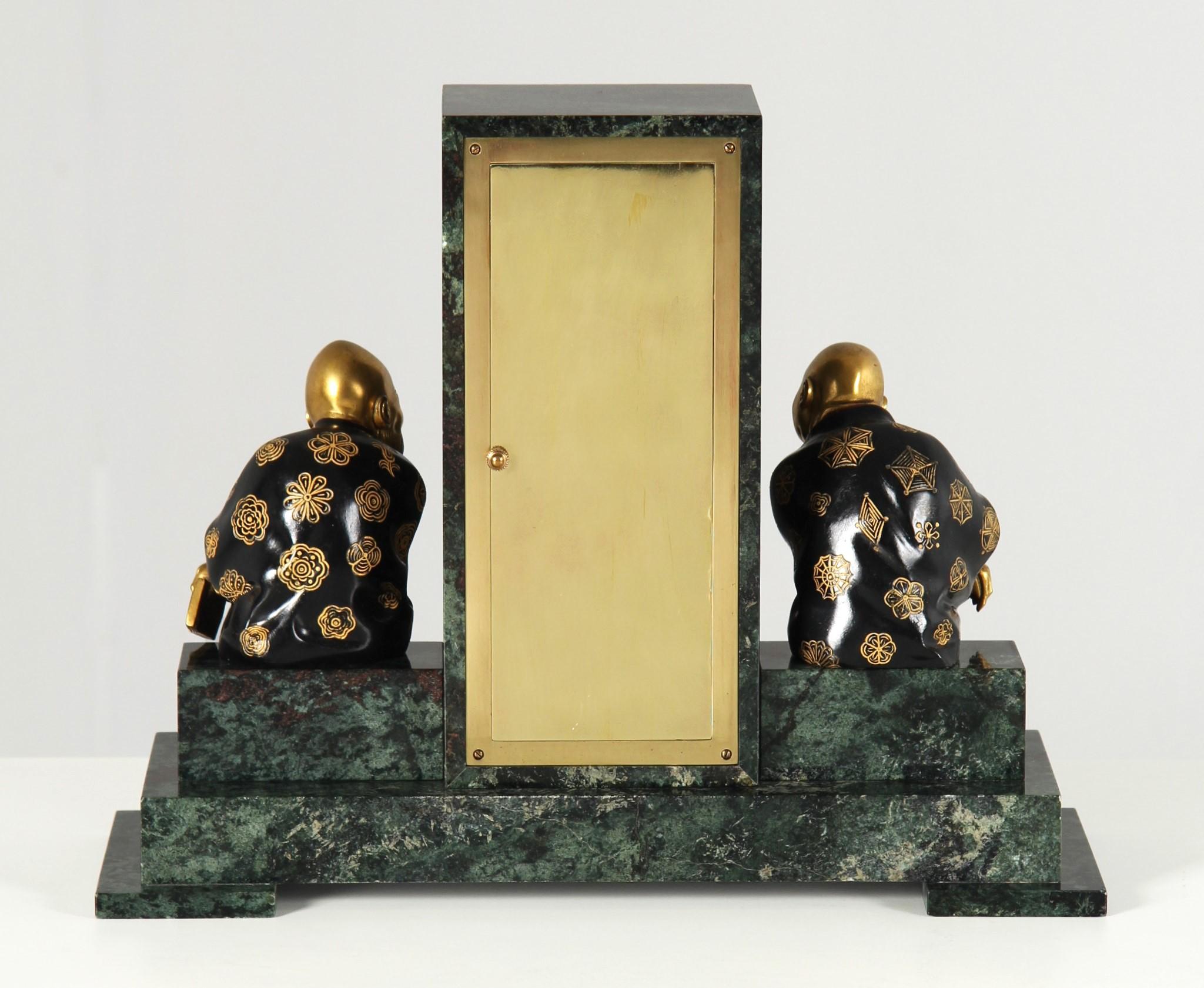 1920s Art Deco Mantel Clock with Chinoiserie, Made in France 5