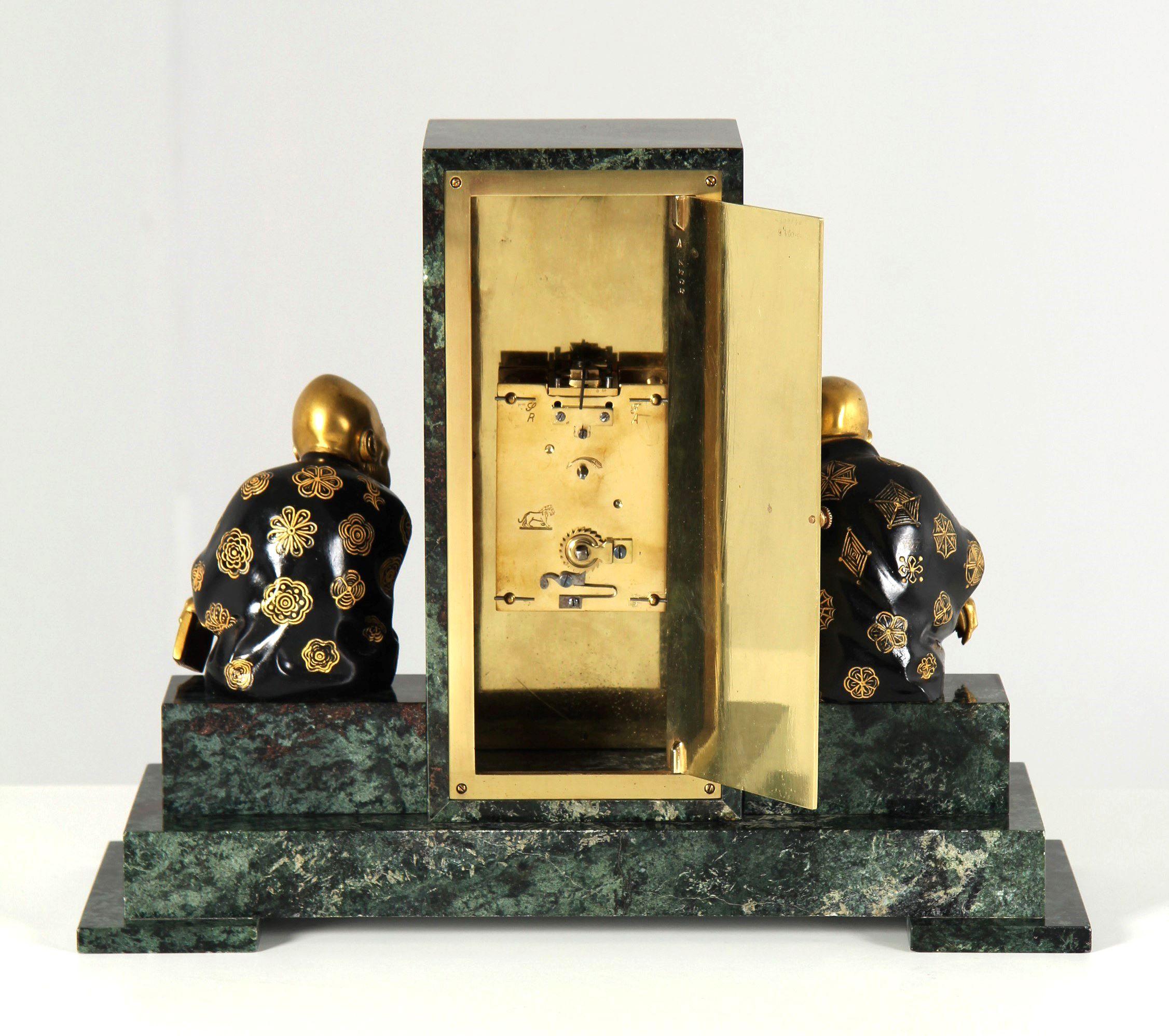 1920s Art Deco Mantel Clock with Chinoiserie, Made in France 6