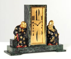 1920s Art Deco Mantel Clock with Chinoiserie, Made in France