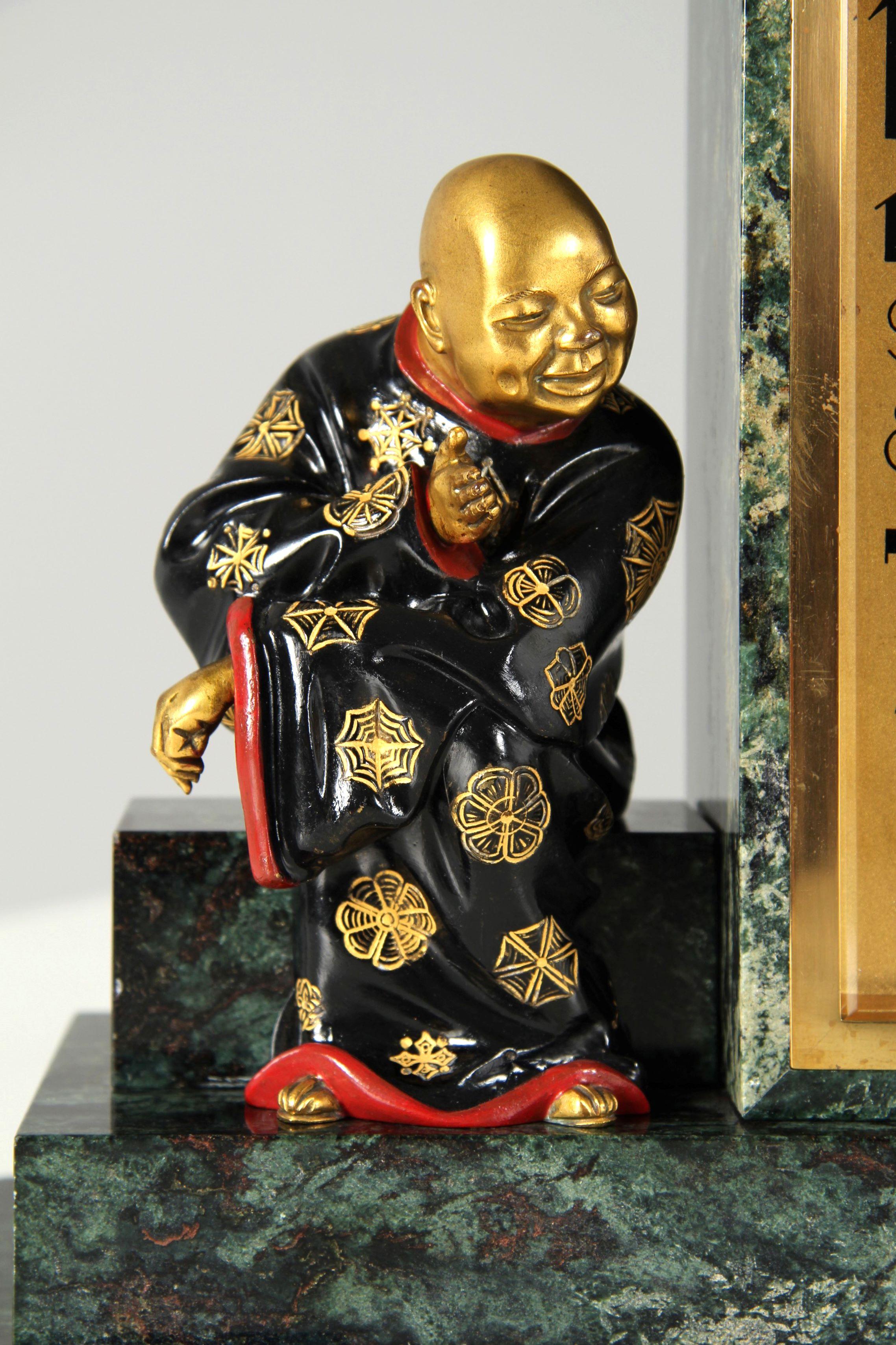 Early 20th Century 1920s Art Deco Mantel Clock with Chinoiserie, Made in France