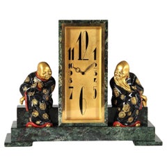 1920s Art Deco Mantel Clock with Chinoiserie, Made in France