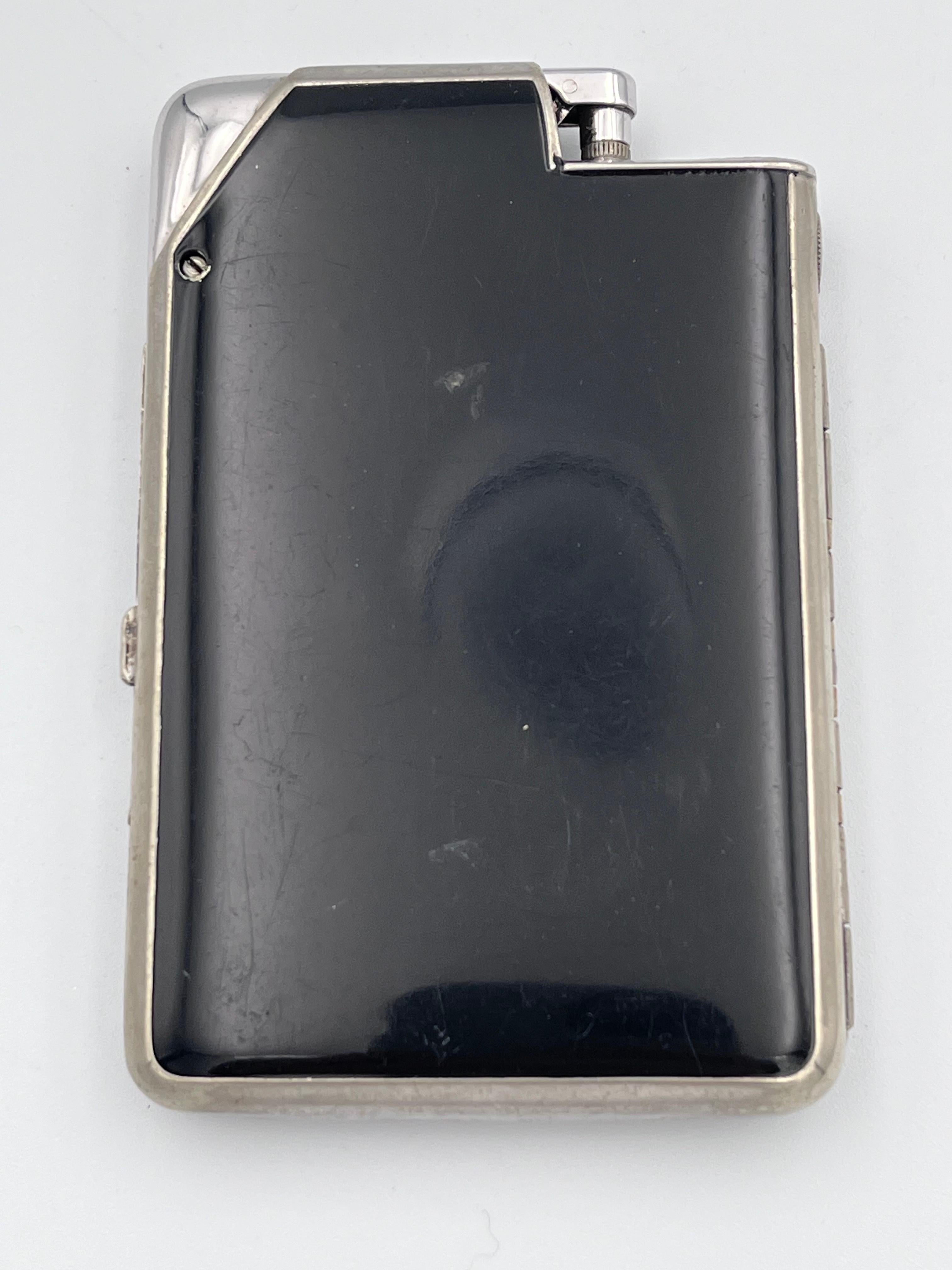 American 1920's Art Deco Marathon Red and Black Enamel Combo Cigarette Case and Lighter For Sale