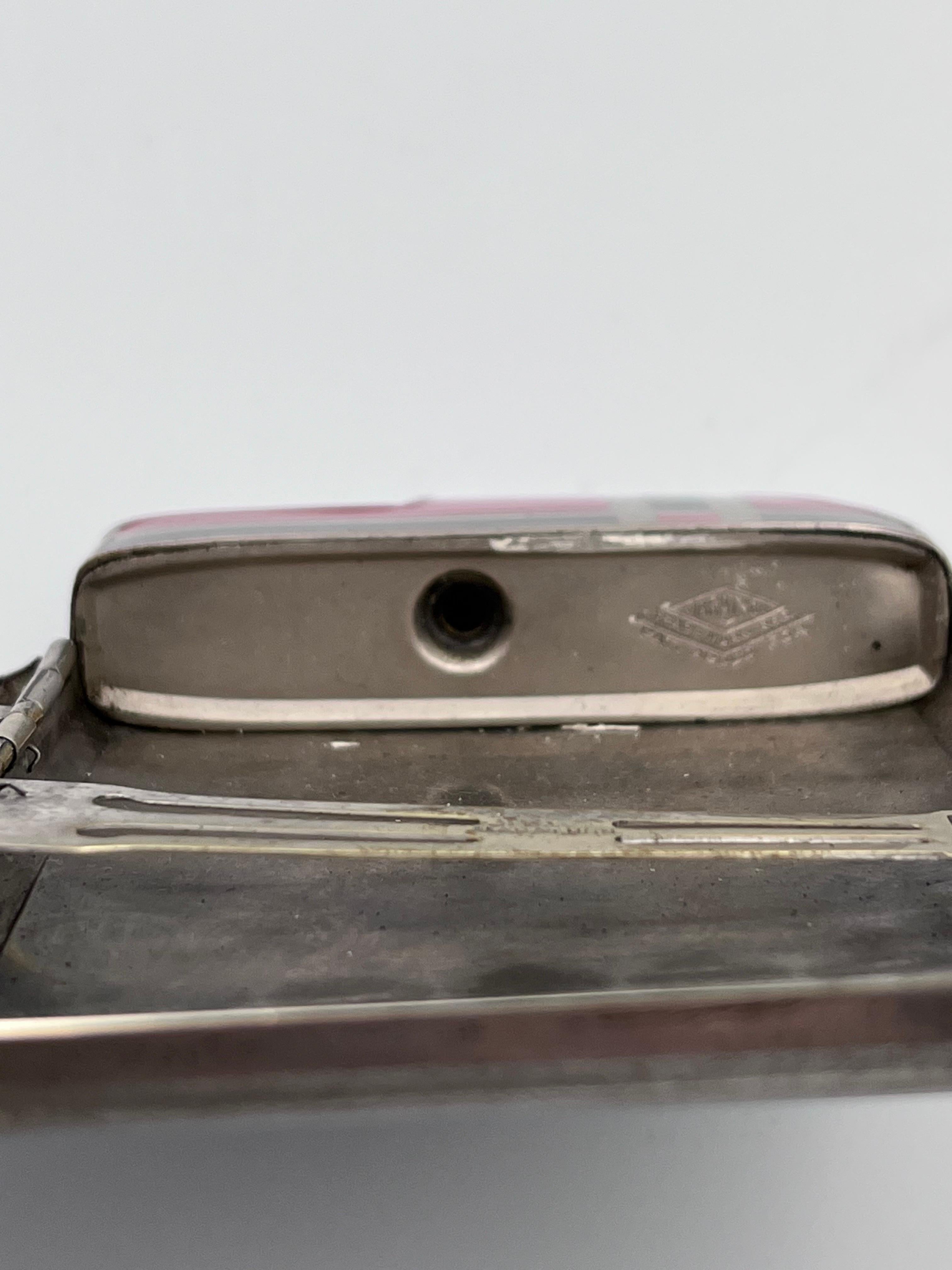1920's Art Deco Marathon Red and Black Enamel Combo Cigarette Case and Lighter For Sale 3