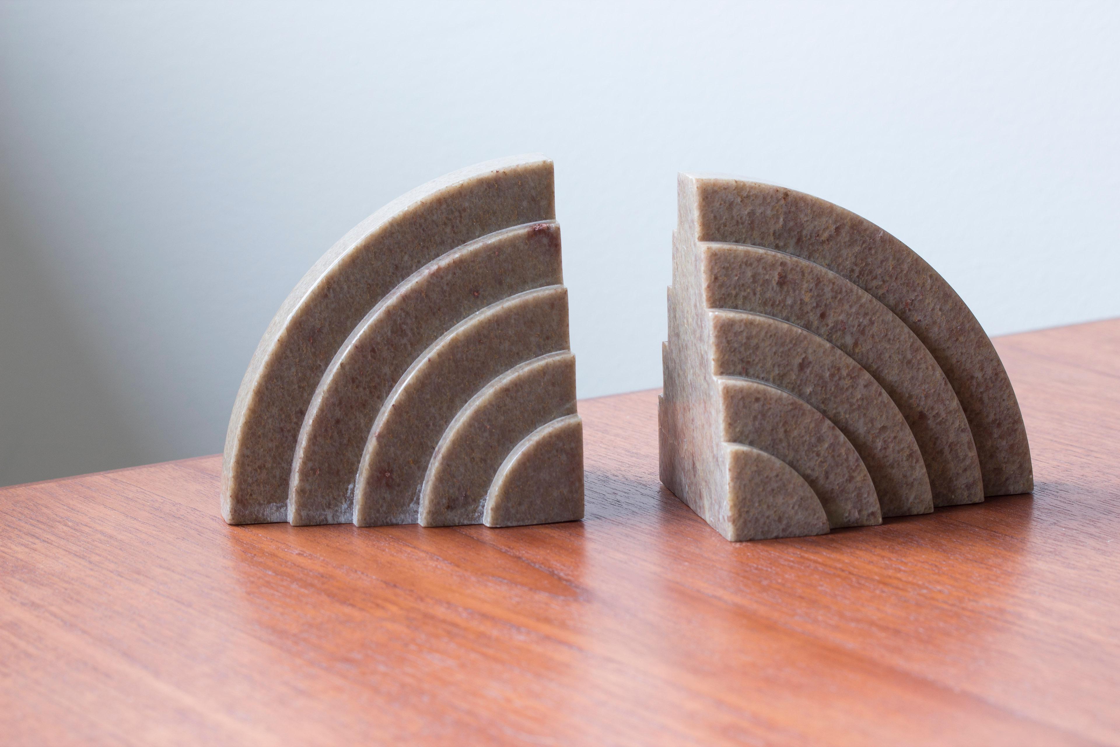 Swedish 1920s Art Deco marble bookends made in Sweden For Sale