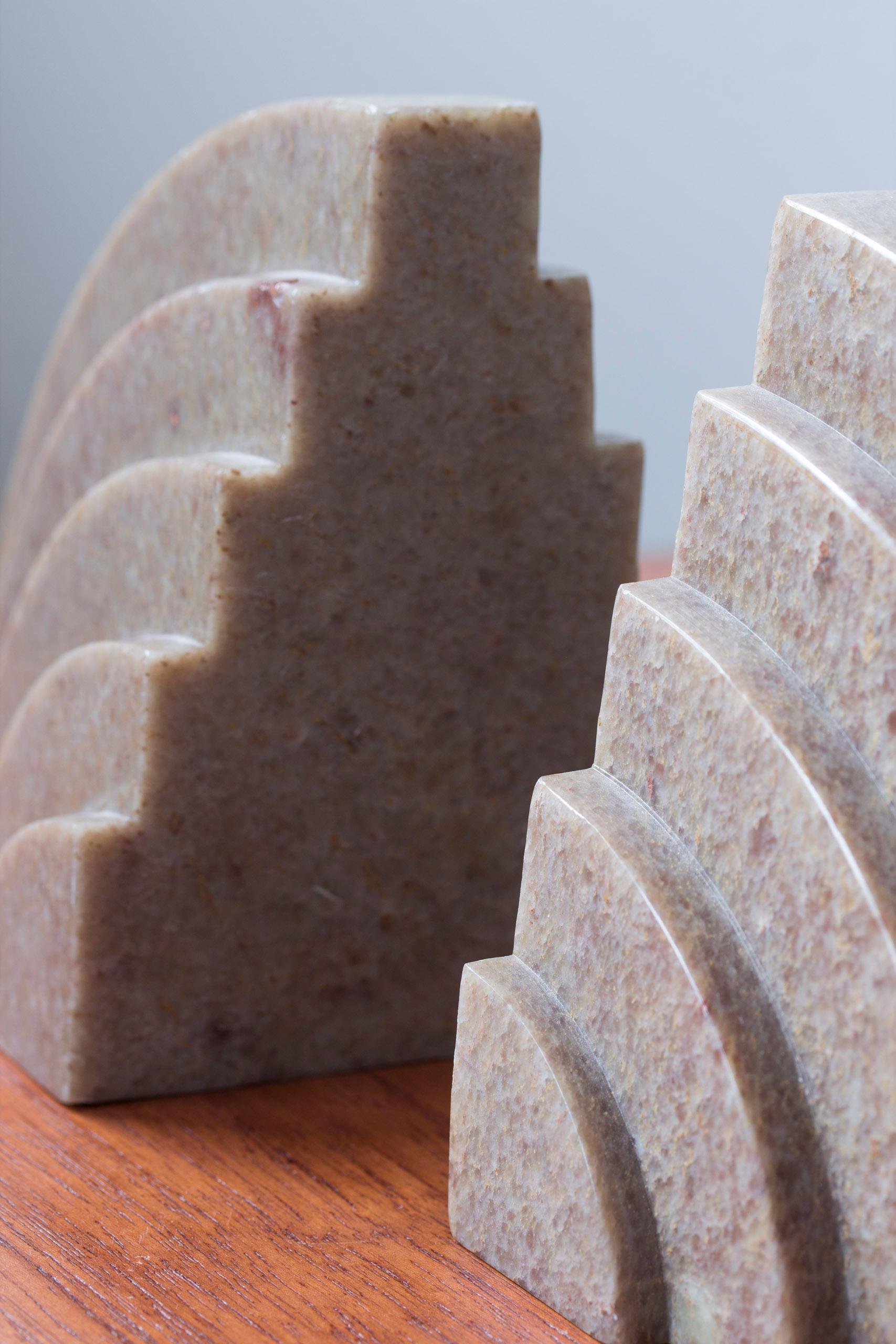 Marble 1920s Art Deco marble bookends made in Sweden For Sale