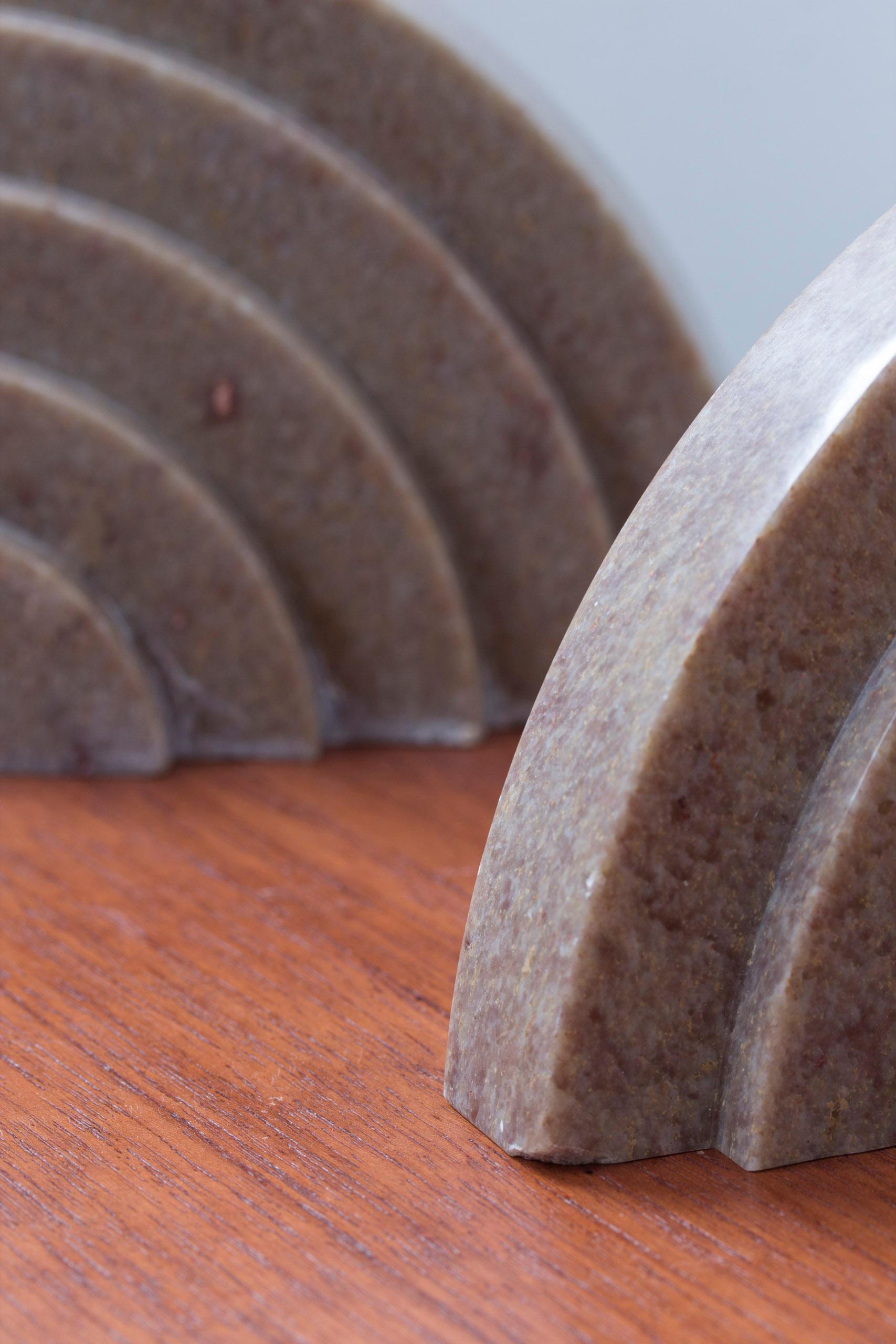 1920s Art Deco marble bookends made in Sweden For Sale 1