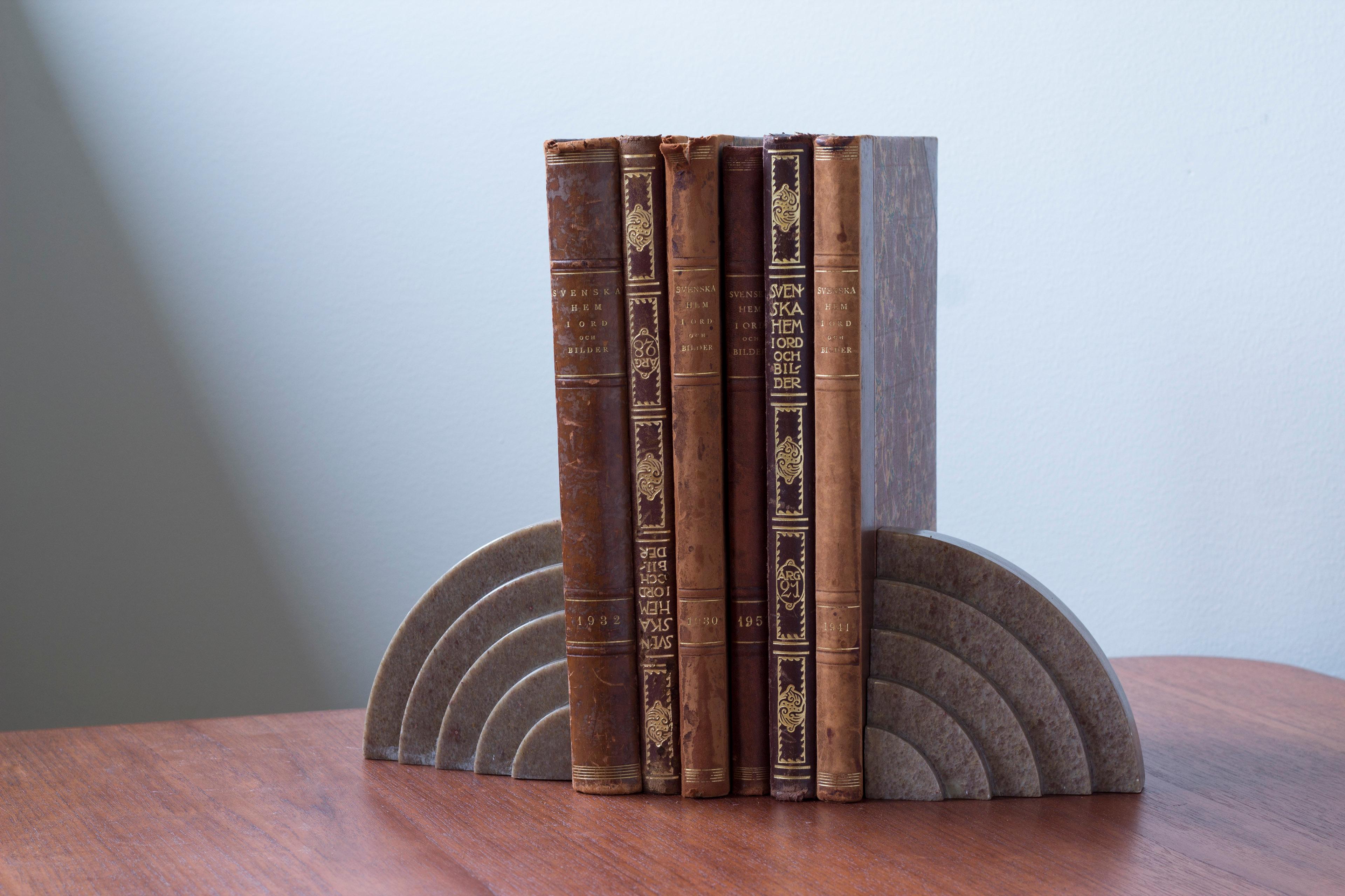1920s Art Deco marble bookends made in Sweden For Sale 2