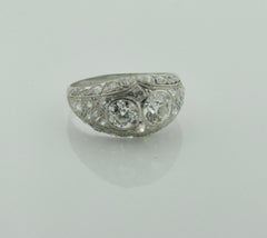 1920s Art Deco Marvelous  Diamond Ring in Platinum Black Star and Frost