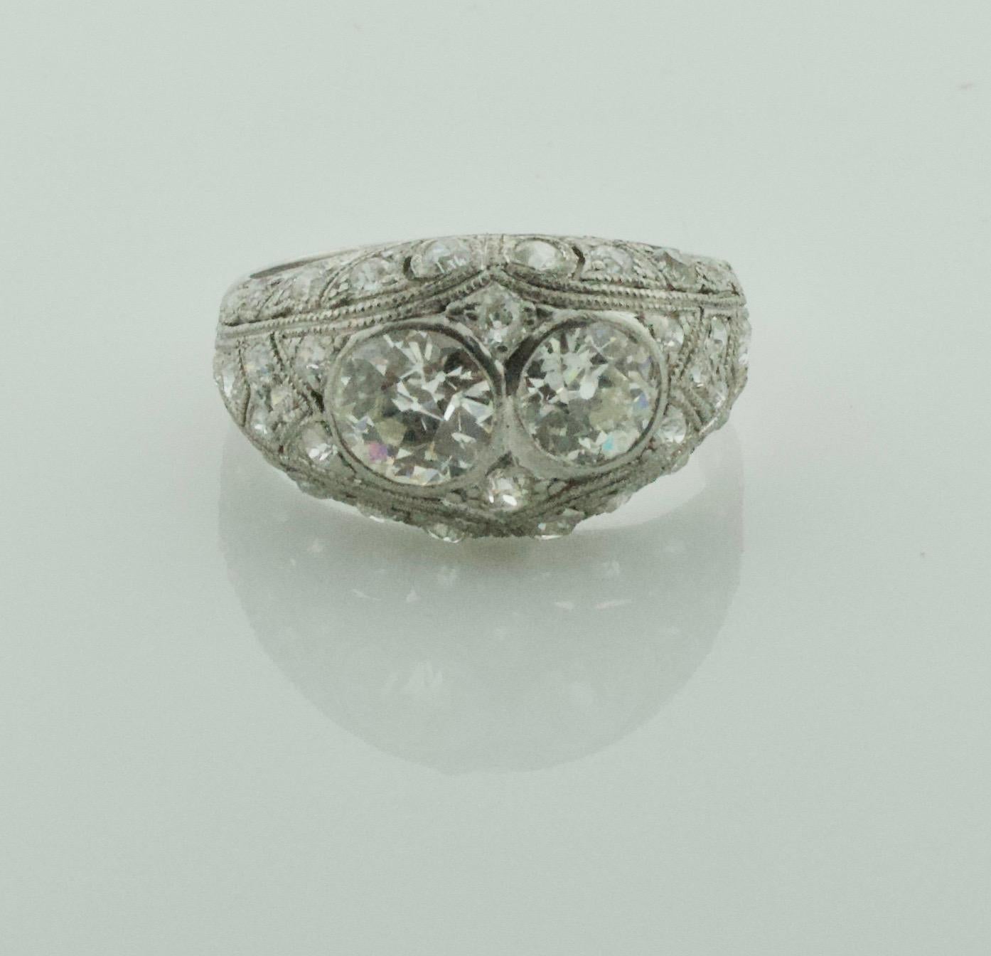 1920s Art Deco Marvelous  Diamond Ring in Platinum Black Star and Frost 3