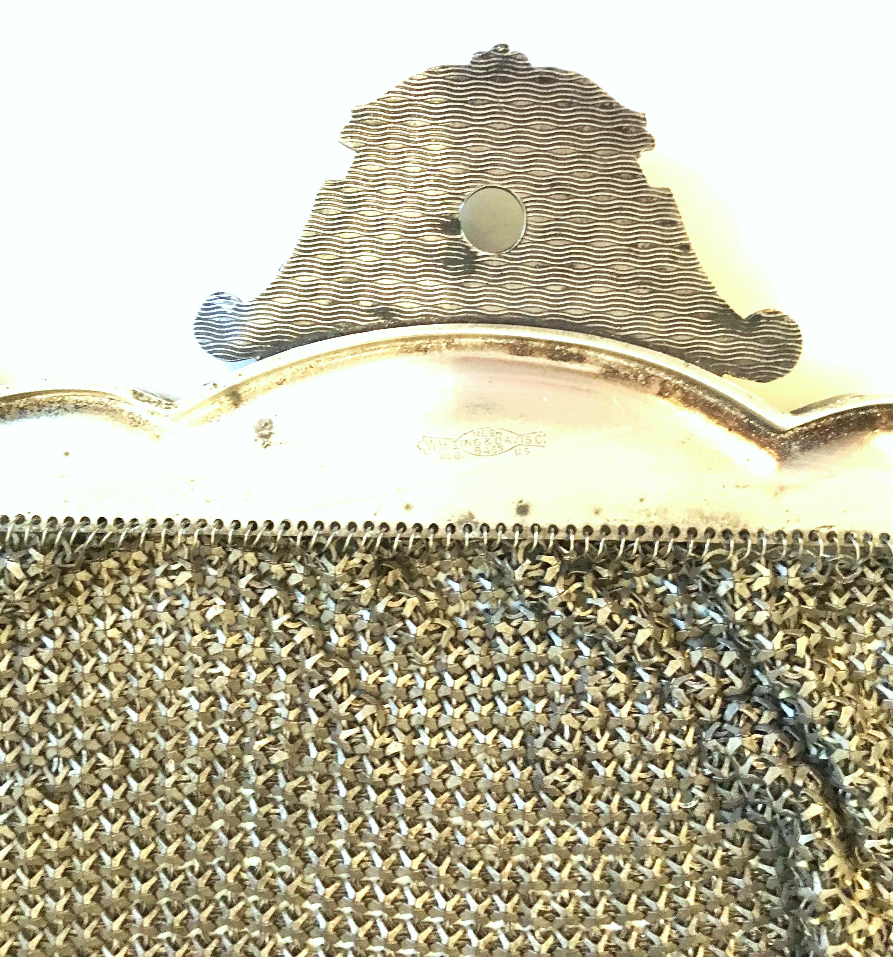 1920'S Art Deco Metal Mesh Mandolin Flapper Evening Bag By, Whiting & Davis 6