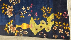1920s Art Deco Nichols Chinese Art Deco Blue Botanical Rug 10x12