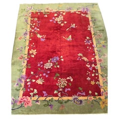 1920s Art Deco Nichols Chinese Art Deco Botanical Rug 10x13