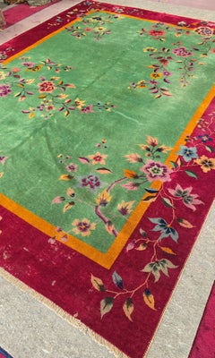 1920s Art Deco Nichols Chinese Botanical Rug  9x11.6