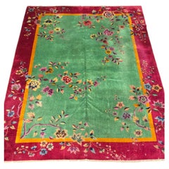 1920s Art Deco Nichols Chinese Botanical Rug  9x11.6