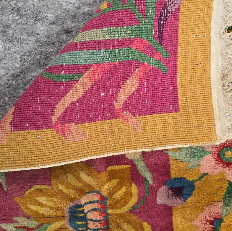 The most recognizable rugs from the 1920s and 1930s are Chinese Rugs made by Walter Nichols. These Nichols rugs, as they came to be known, were primarily made during the Art Deco movement in the early 20th Century. They were usually made of wool and