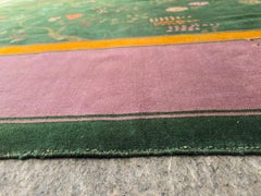 1920s Art Deco Nichols Chinese Rug Green & Pink 9x13