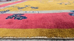 1920s Art Deco Nichols Chinese Yellow Botanical Rug 9x11.6